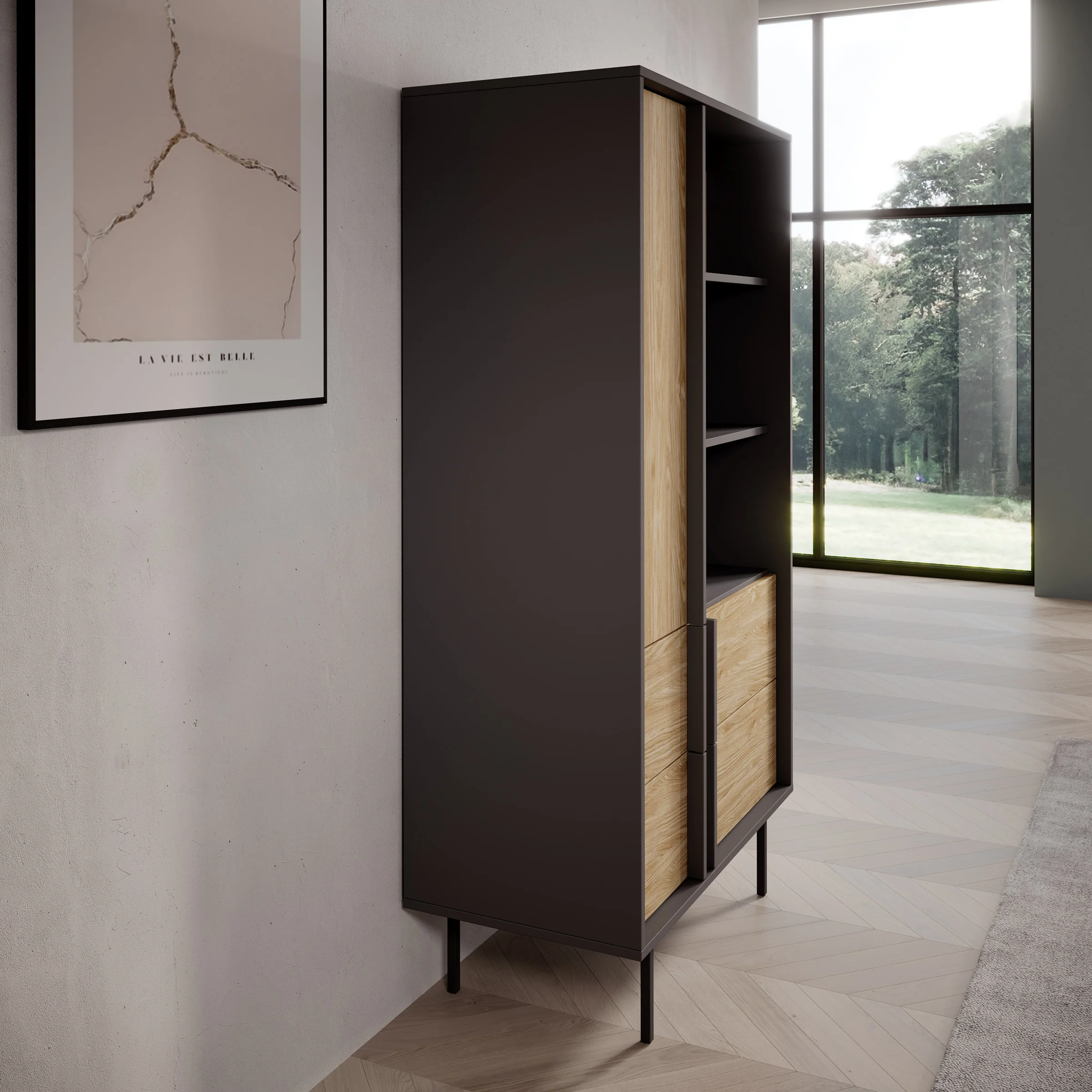 Antigo - Boekenkast - Eiken/Antraciet - 83x43x155 cm - Image 4