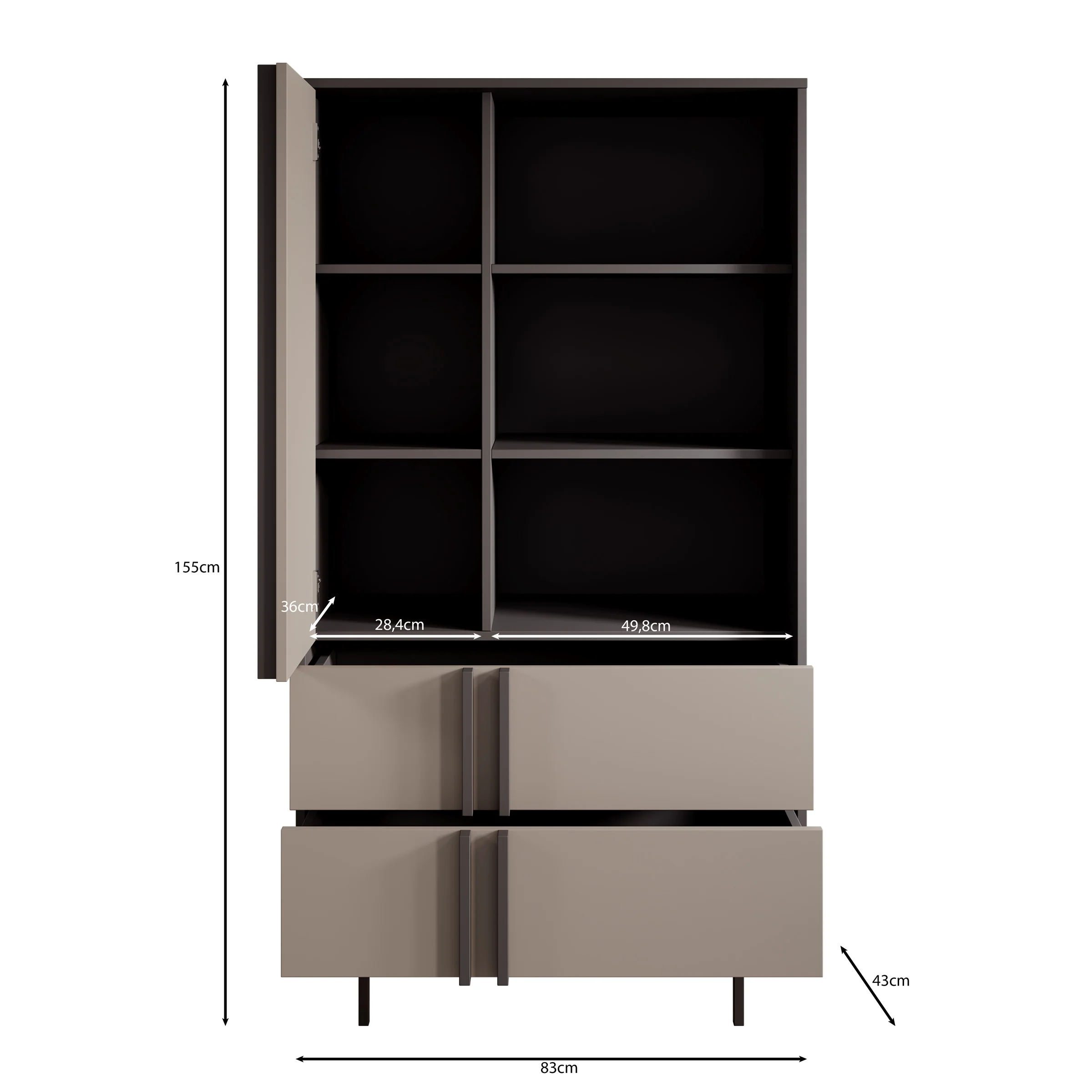 Antigo - Boekenkast - Eiken/Antraciet - 83x43x155 cm - Image 5