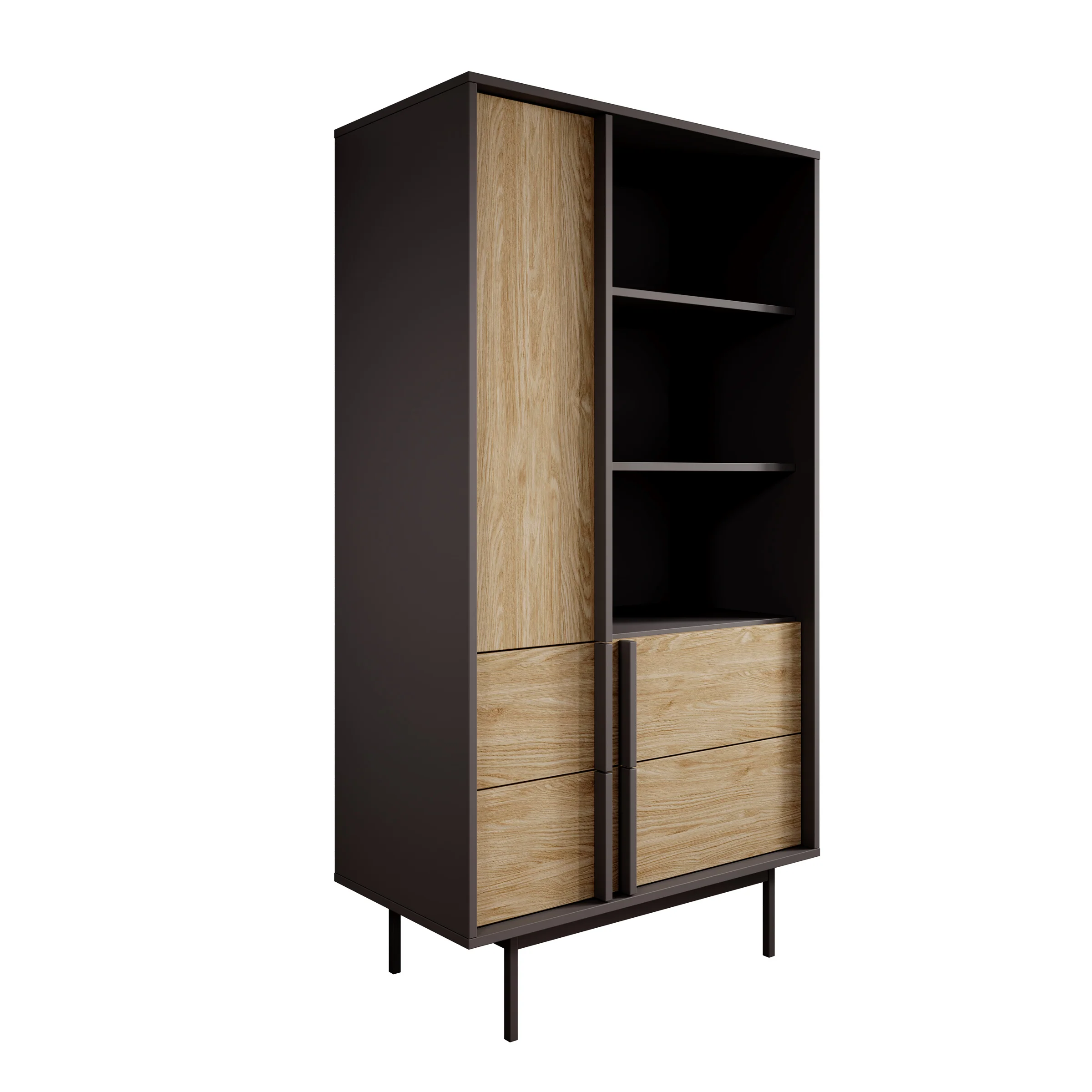 Antigo - Boekenkast - Eiken/Antraciet - 83x43x155 cm - Image 7