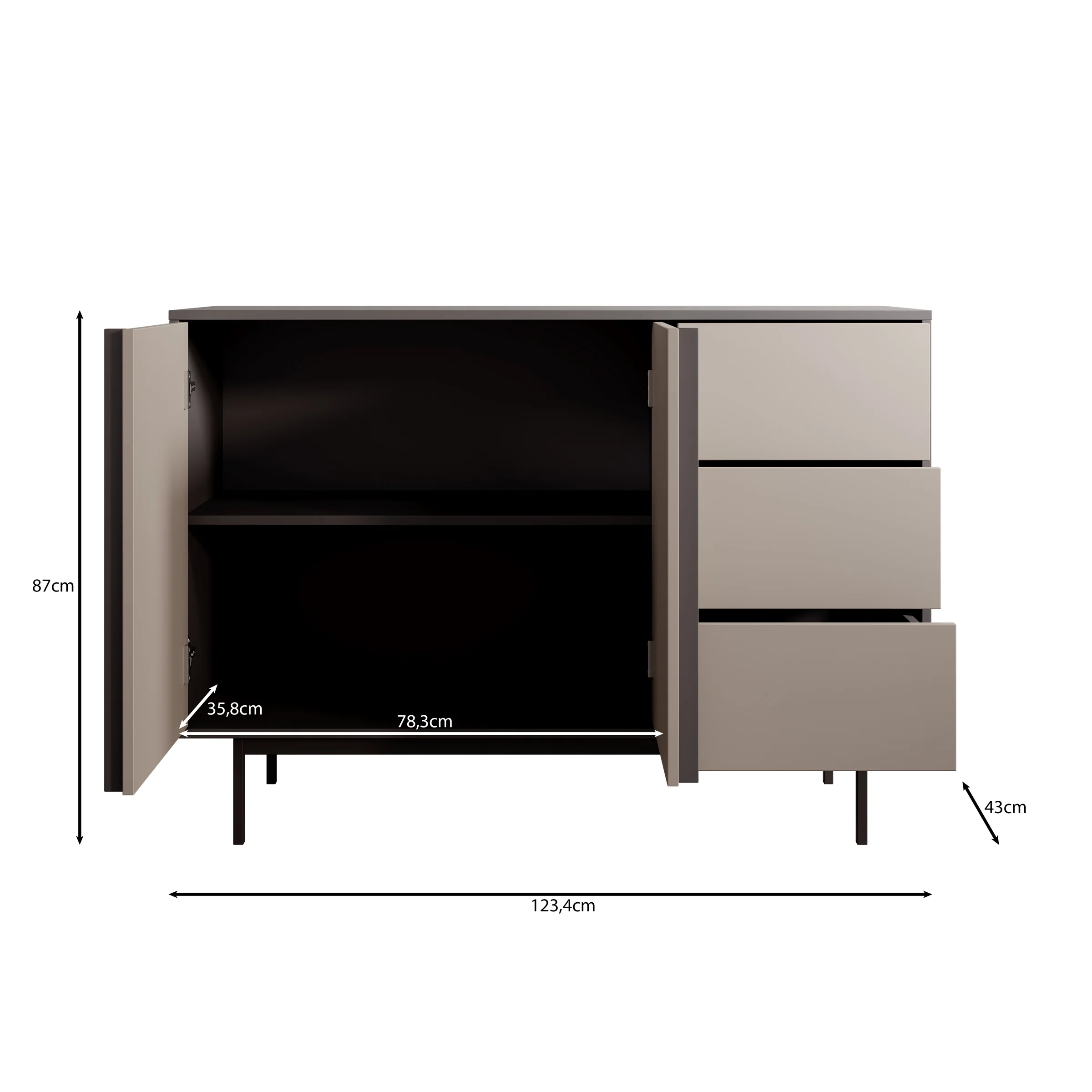 Antigo - Dressoir - Eiken/Antraciet - 123x43x87 cm - Image 6