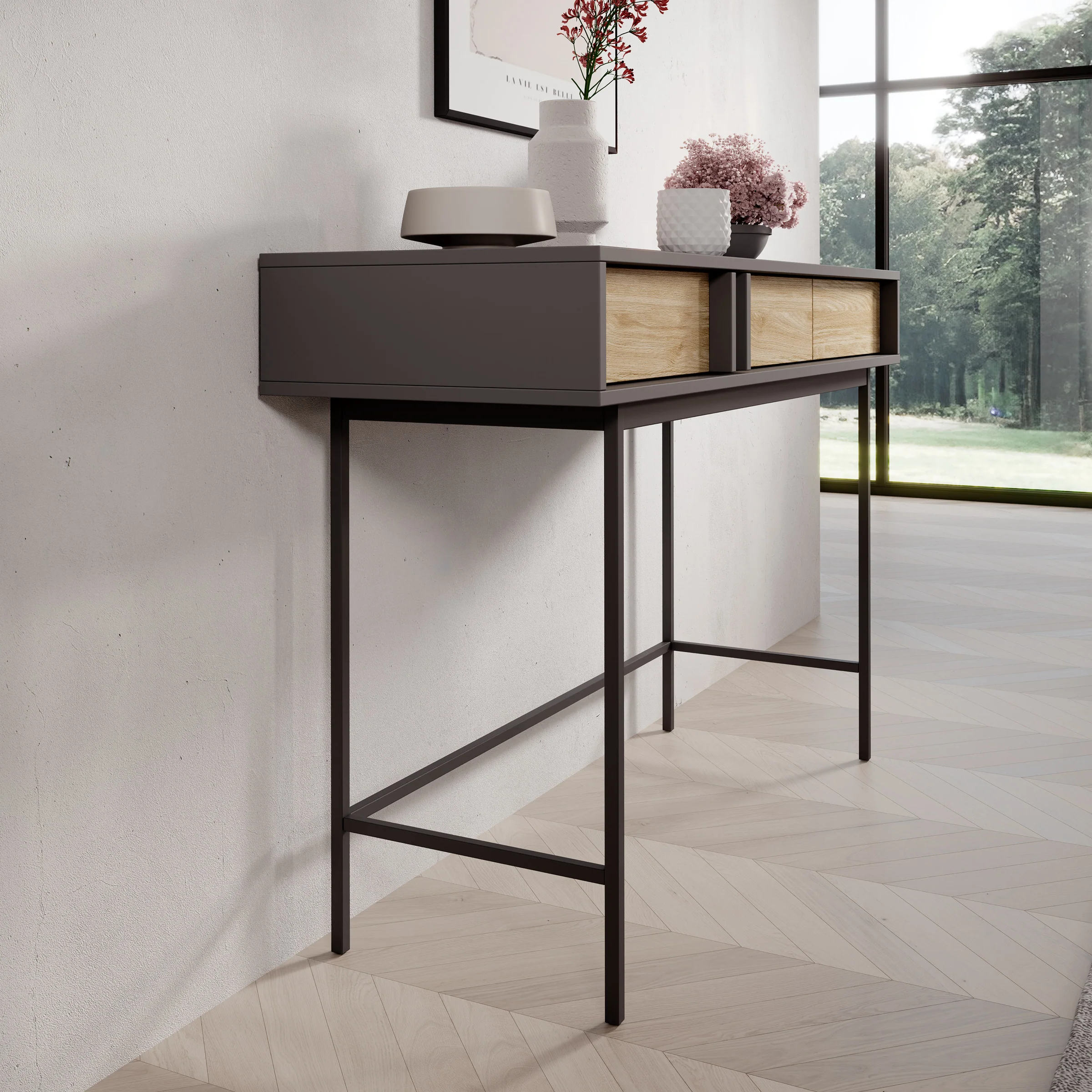 Antigo - Kaptafel - Eiken/Antraciet - 123x43x83 cm - Image 4
