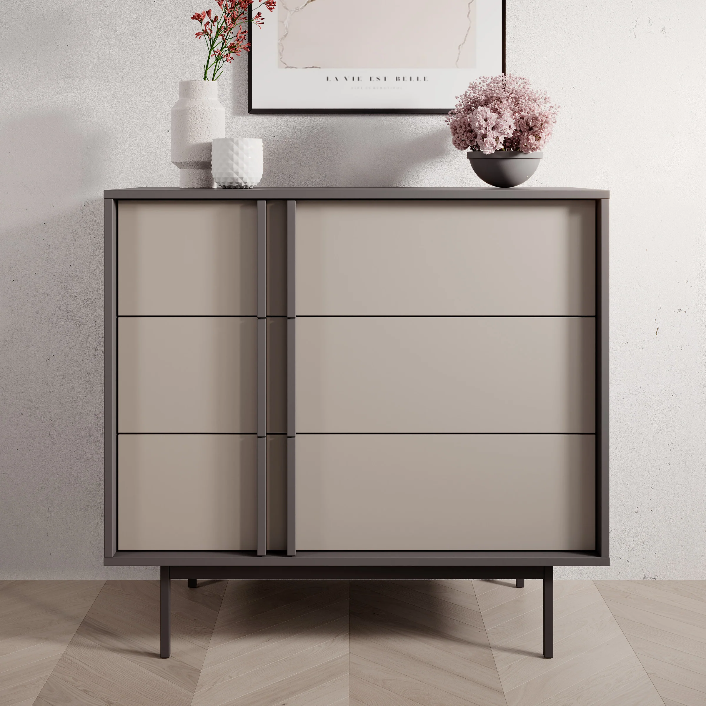 Antigo - Ladekast met 3 lades - Beige/Antraciet - 93x43x87 cm - Image 3