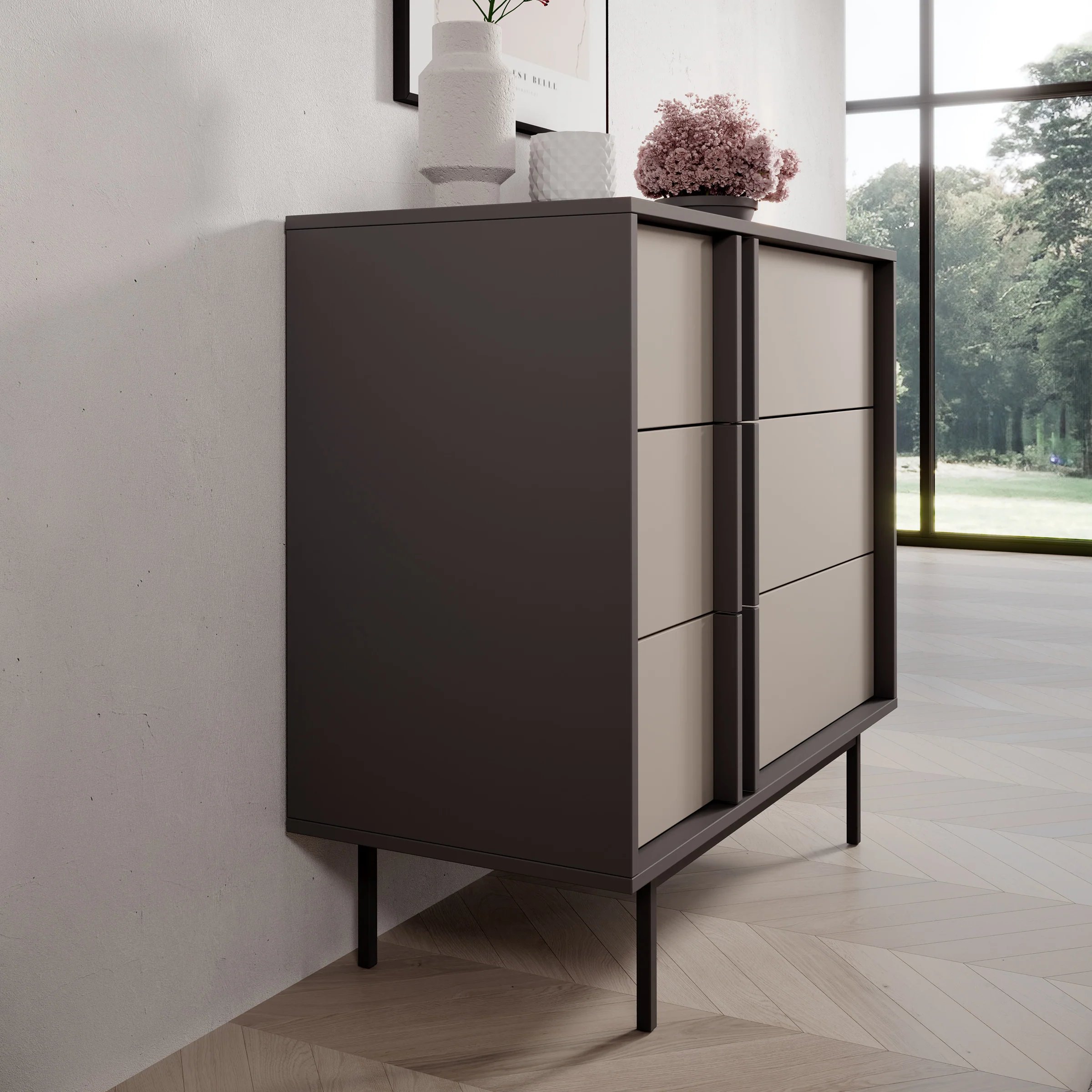 Antigo - Ladekast met 3 lades - Beige/Antraciet - 93x43x87 cm - Image 4