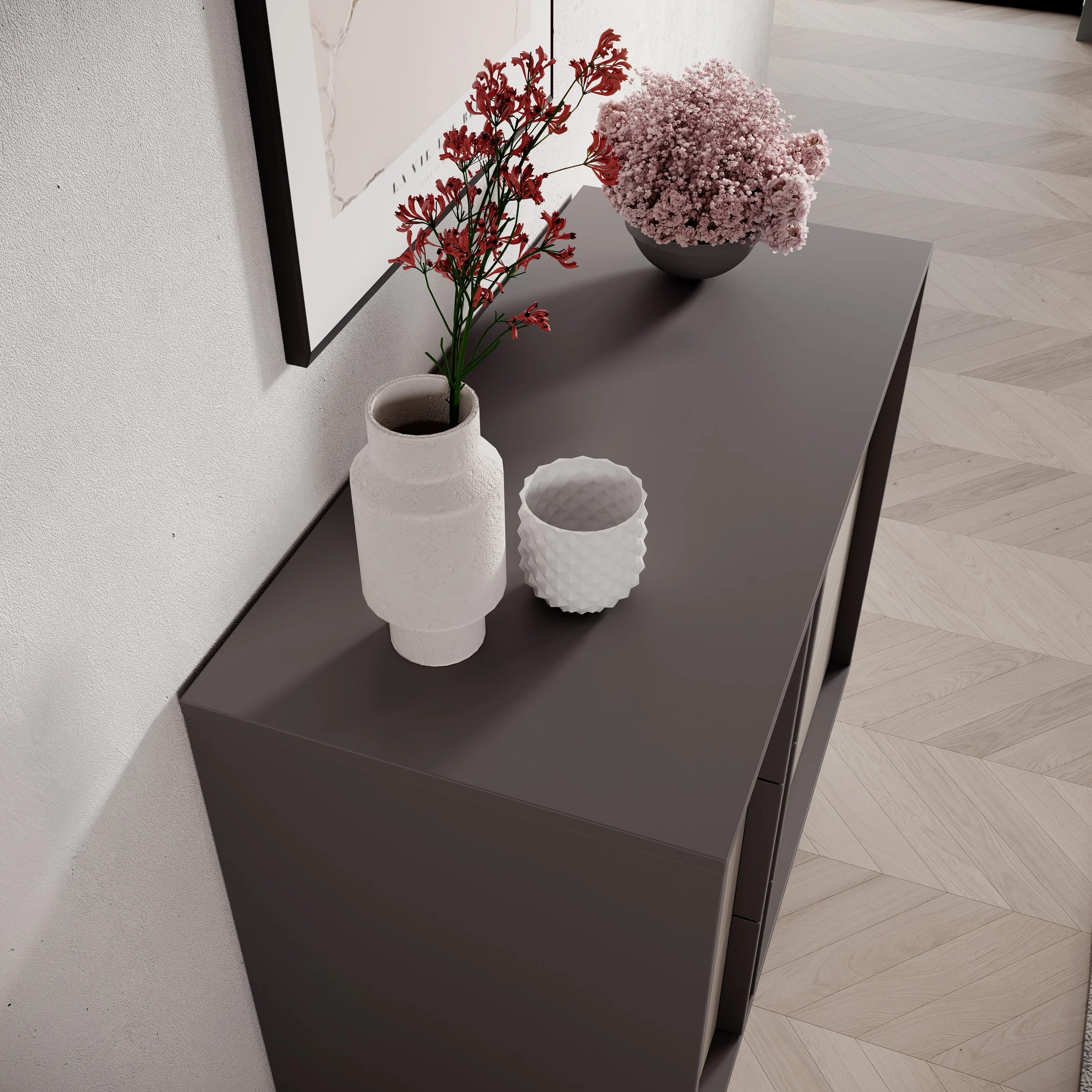 Antigo - Ladekast met 3 lades - Beige/Antraciet - 93x43x87 cm - Image 5