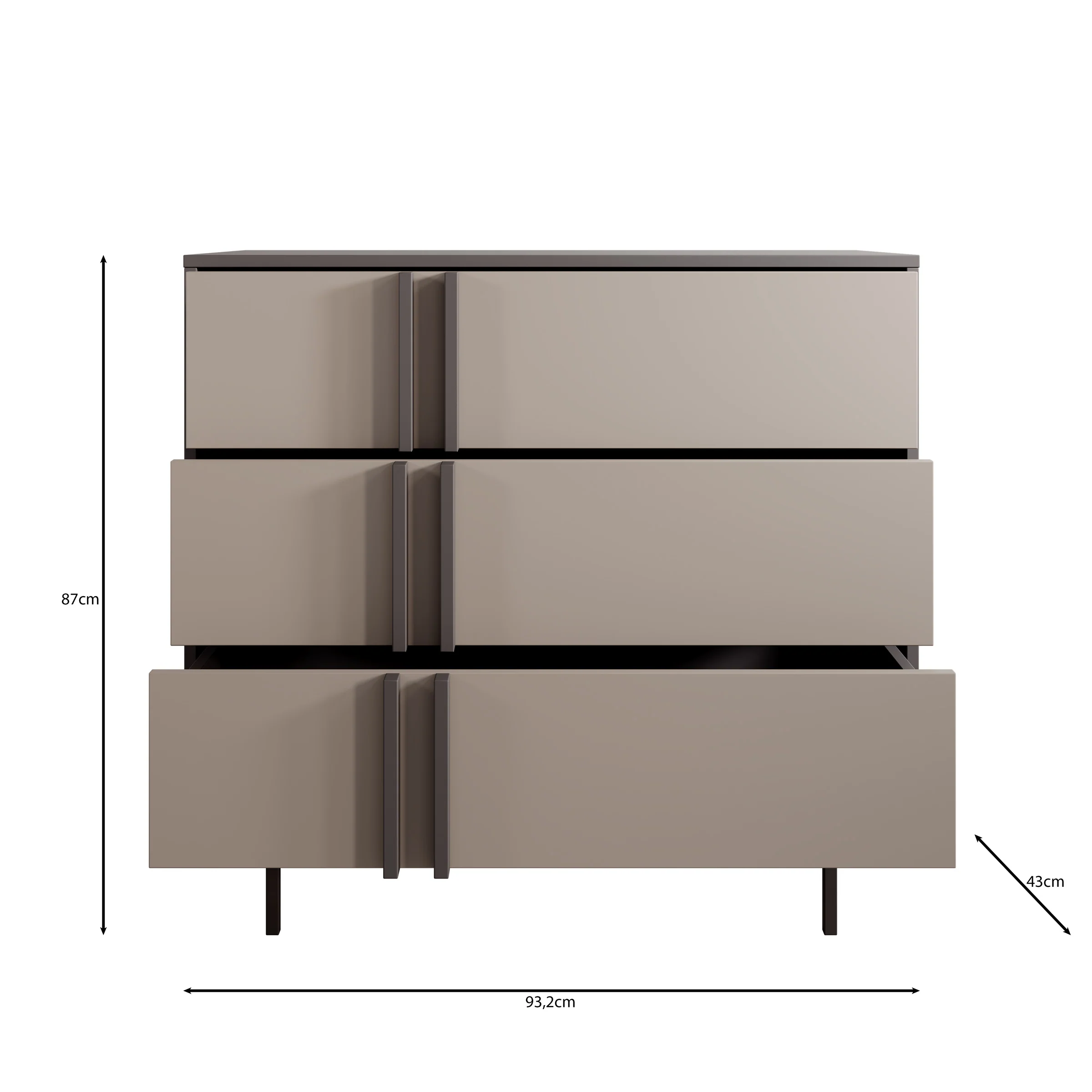 Antigo - Ladekast met 3 lades - Beige/Antraciet - 93x43x87 cm - Image 6