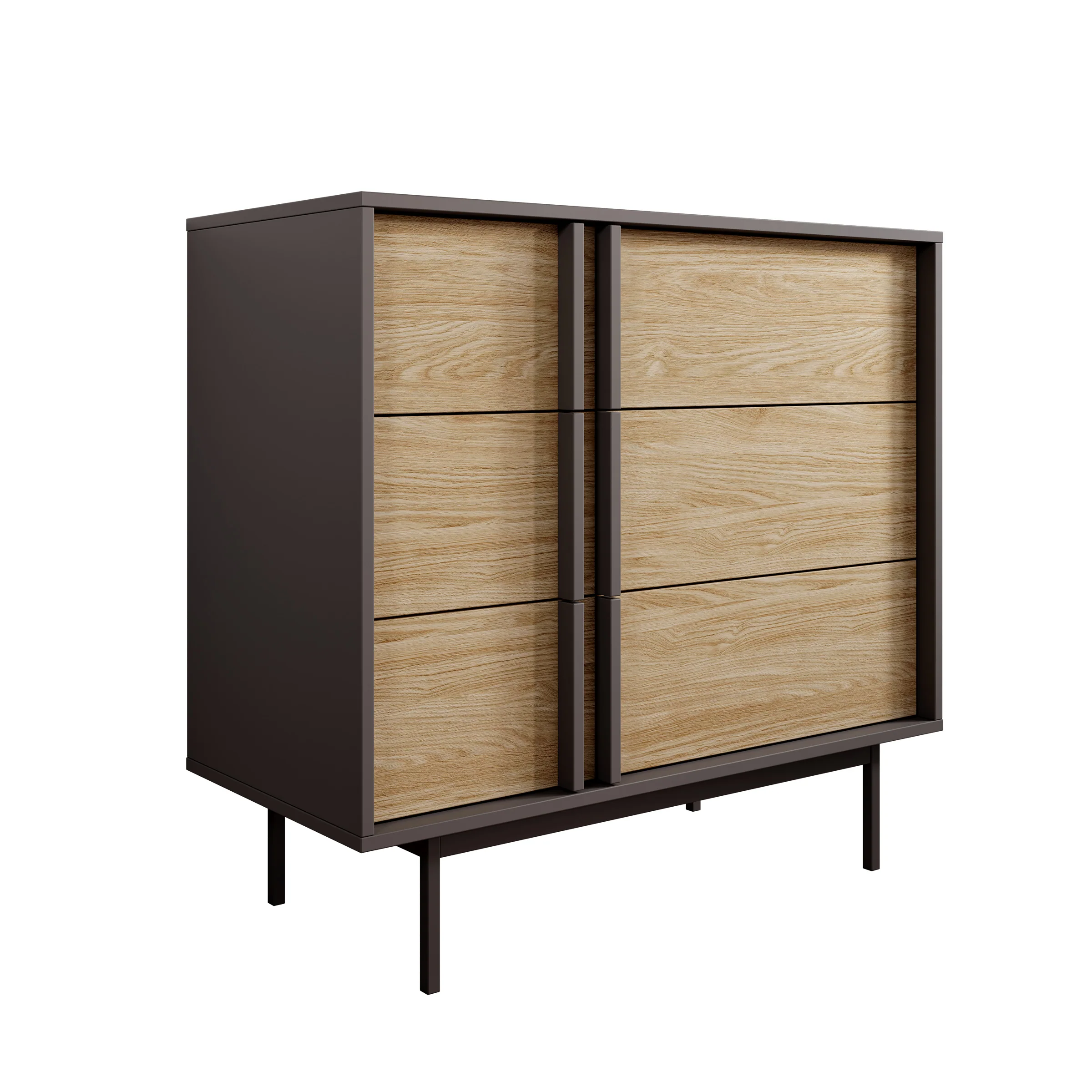 Antigo - Ladekast met 3 lades - Eiken/Antraciet - 93x43x87 cm - Image 8