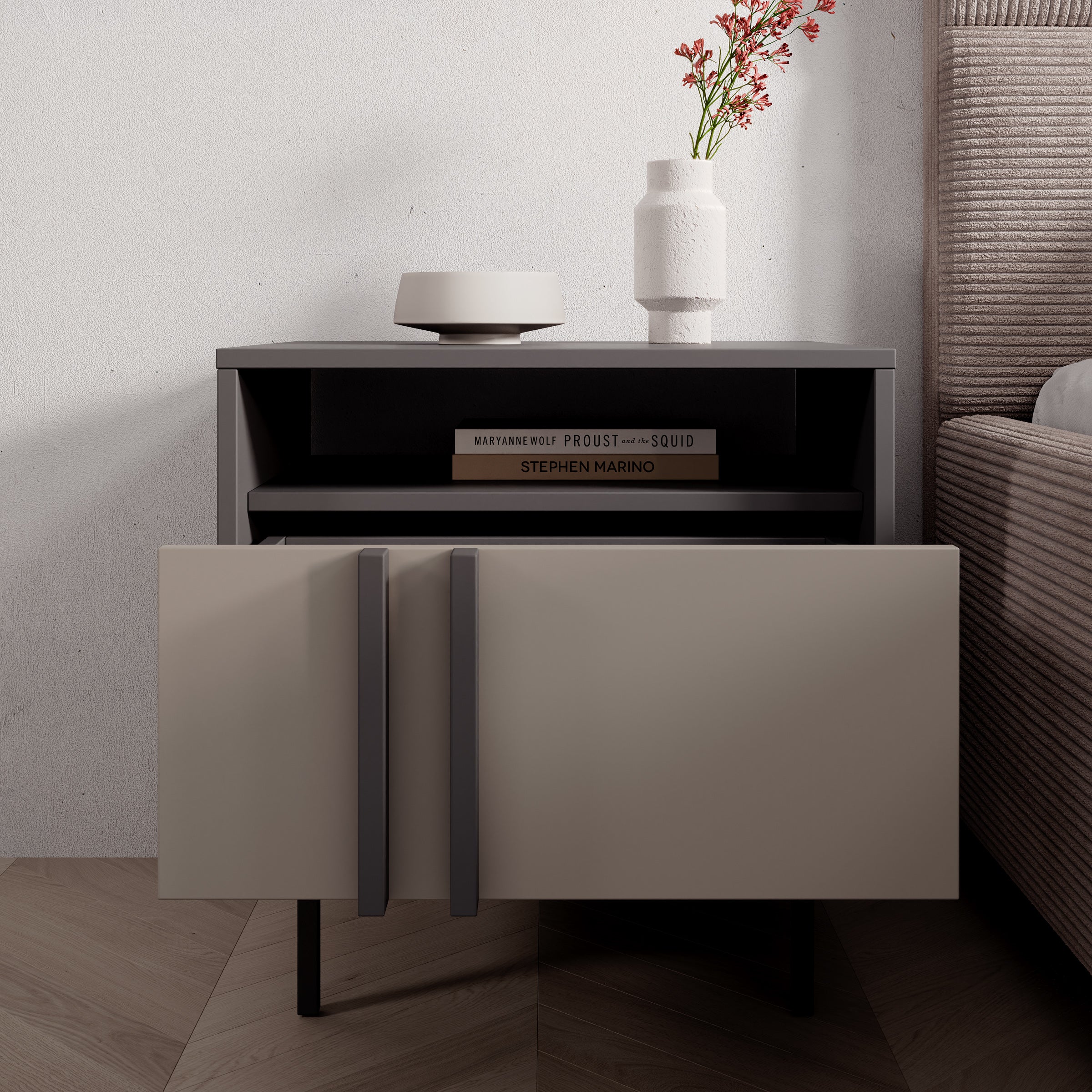 Antigo - Nachtkastje - Beige/Antraciet - 53x43x53 cm - Image 2