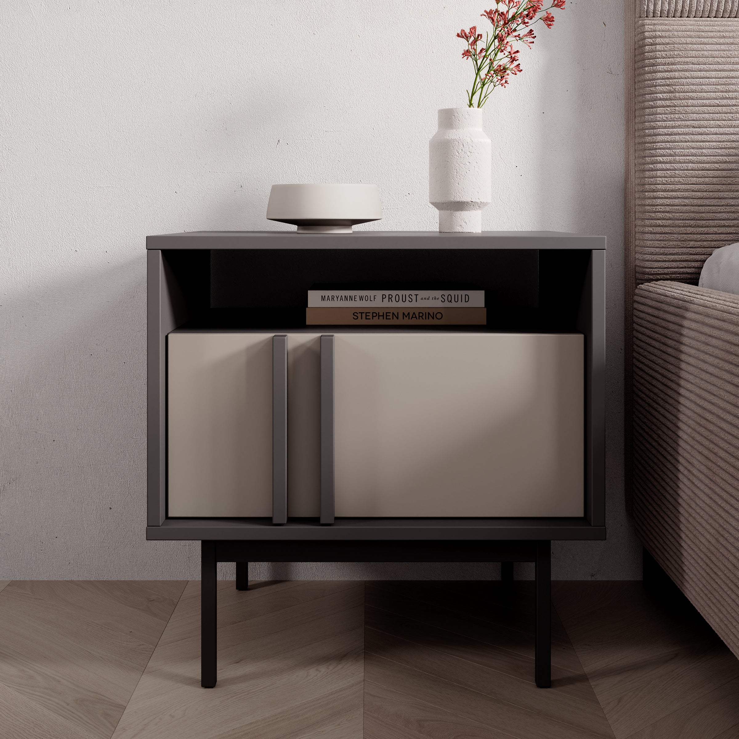 Antigo - Nachtkastje - Beige/Antraciet - 53x43x53 cm - Image 3