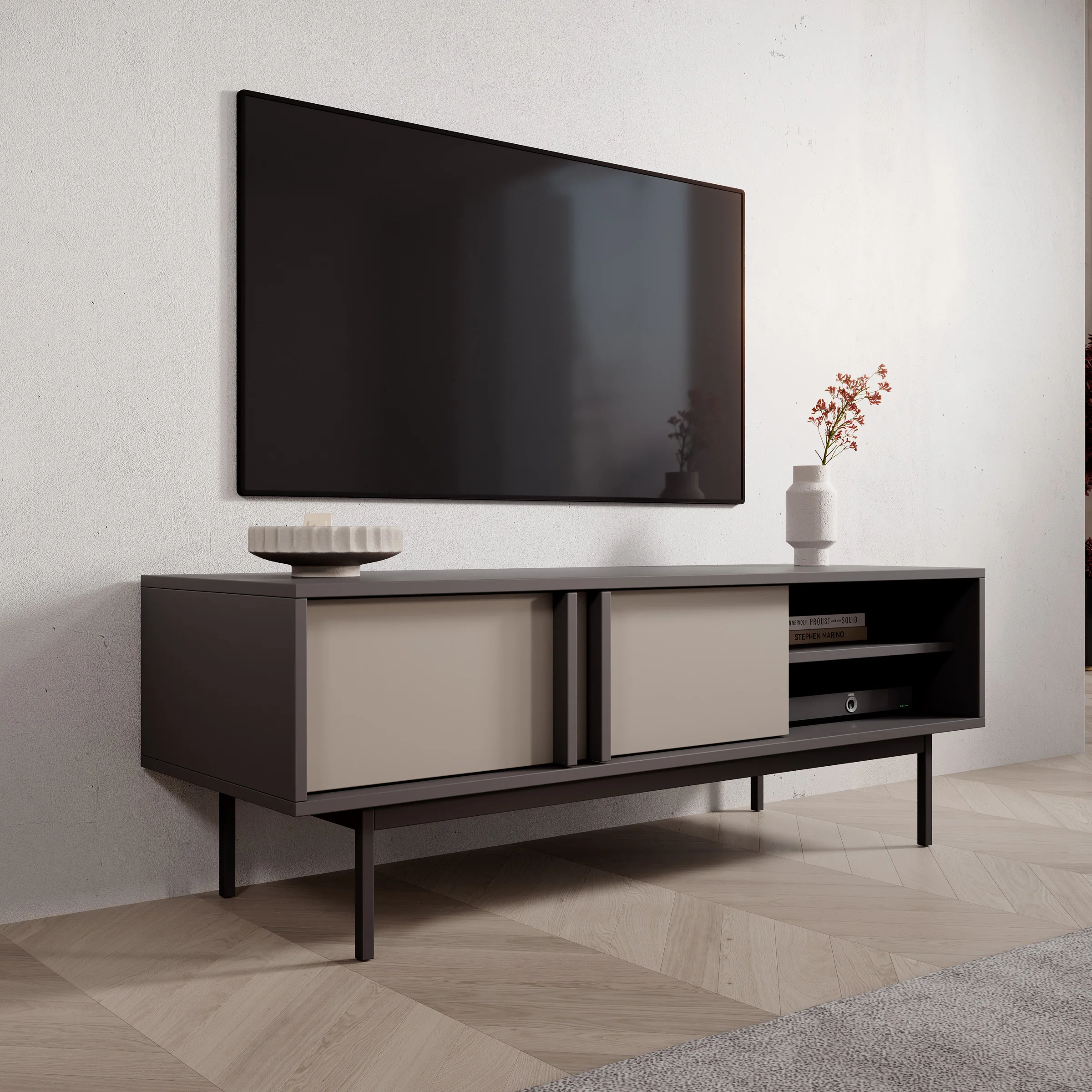Antigo - TV-Meubel - Beige/Antraciet - 123x43x43 cm