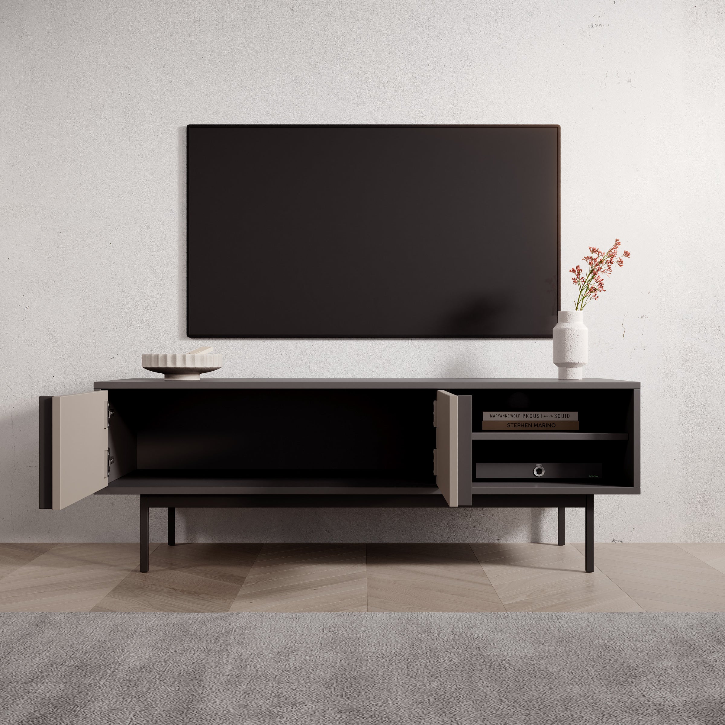 Antigo - TV-Meubel - Beige/Antraciet - 123x43x43 cm - Image 2