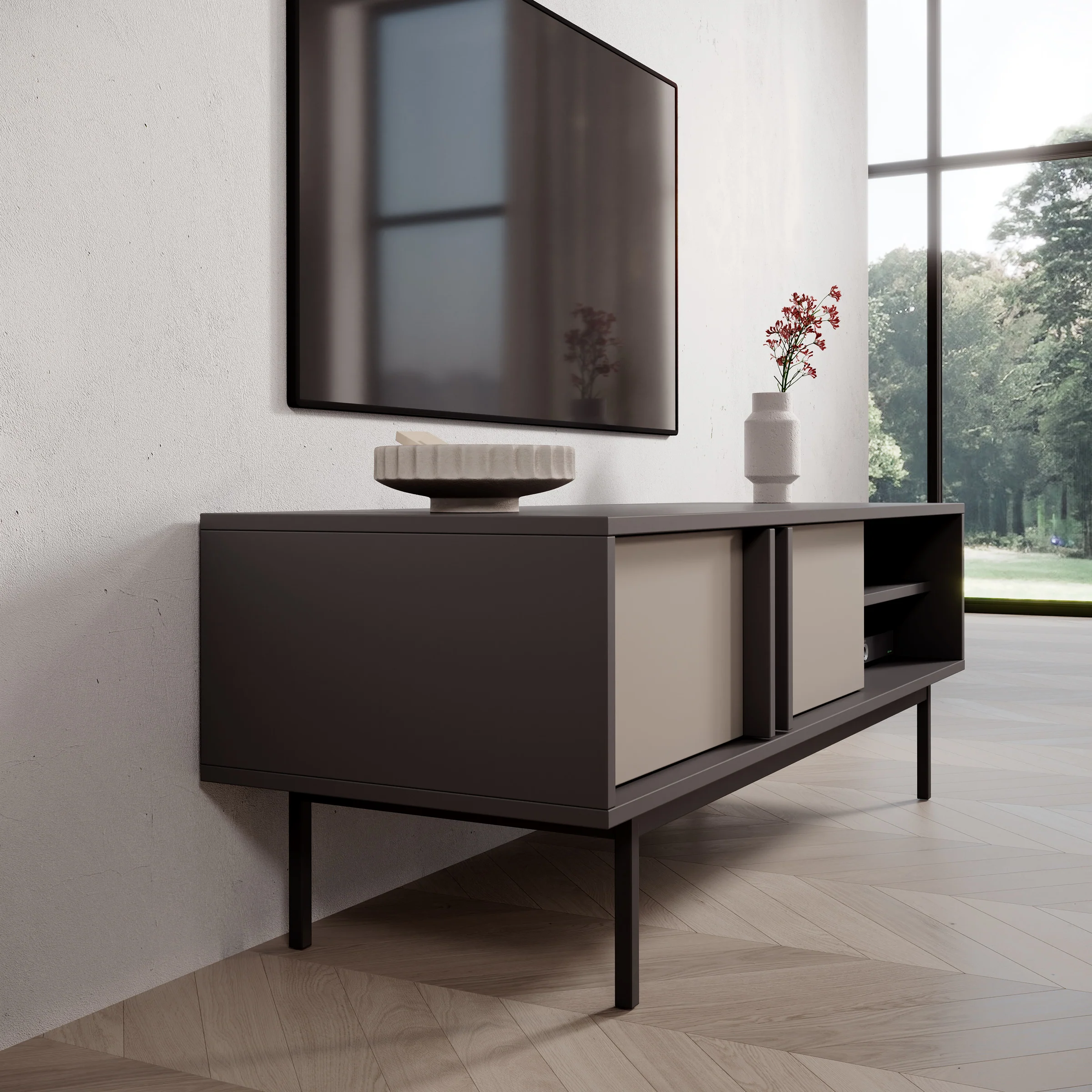 Antigo - TV-Meubel - Beige/Antraciet - 123x43x43 cm - Image 4