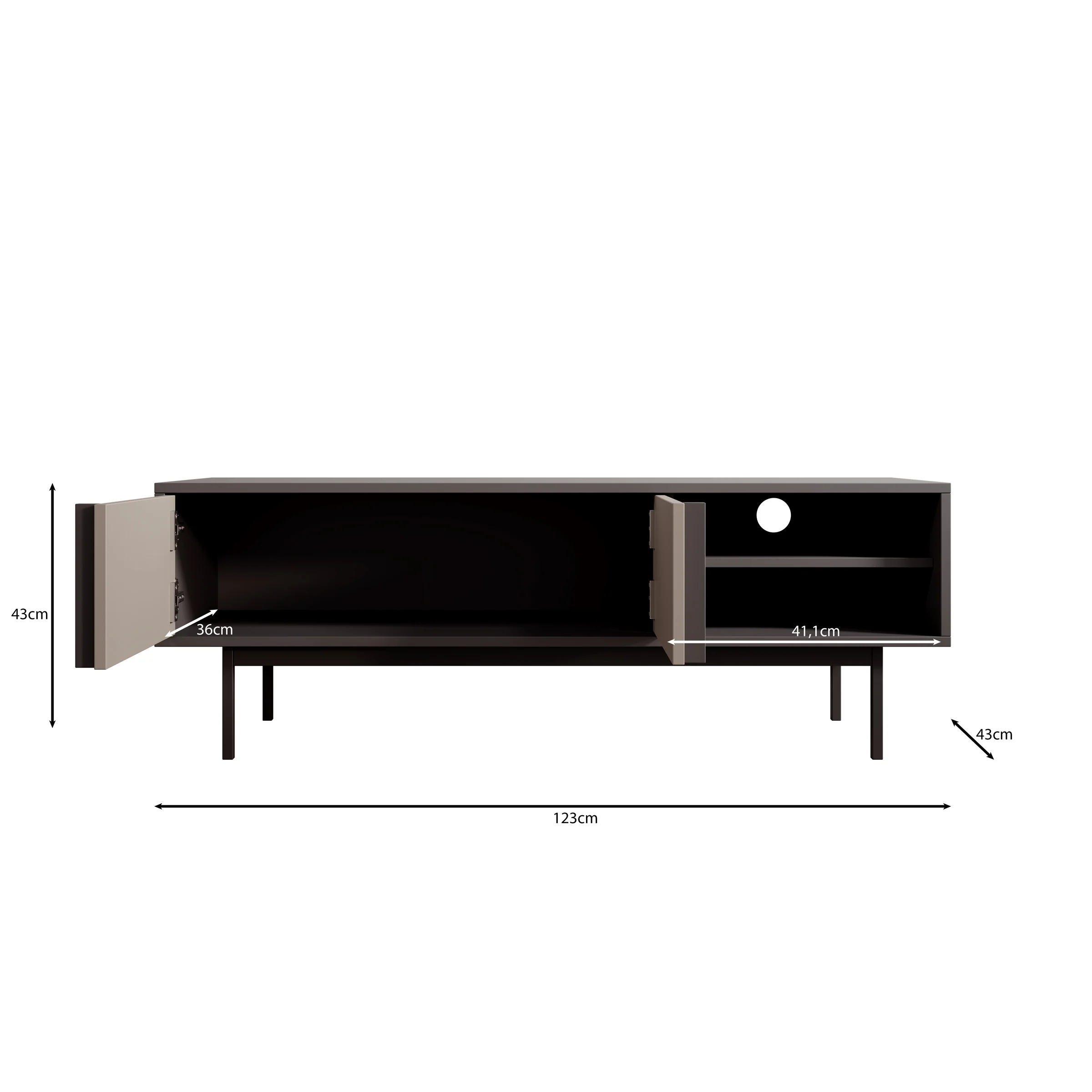 Antigo - TV-Meubel - Beige/Antraciet - 123x43x43 cm - Image 6