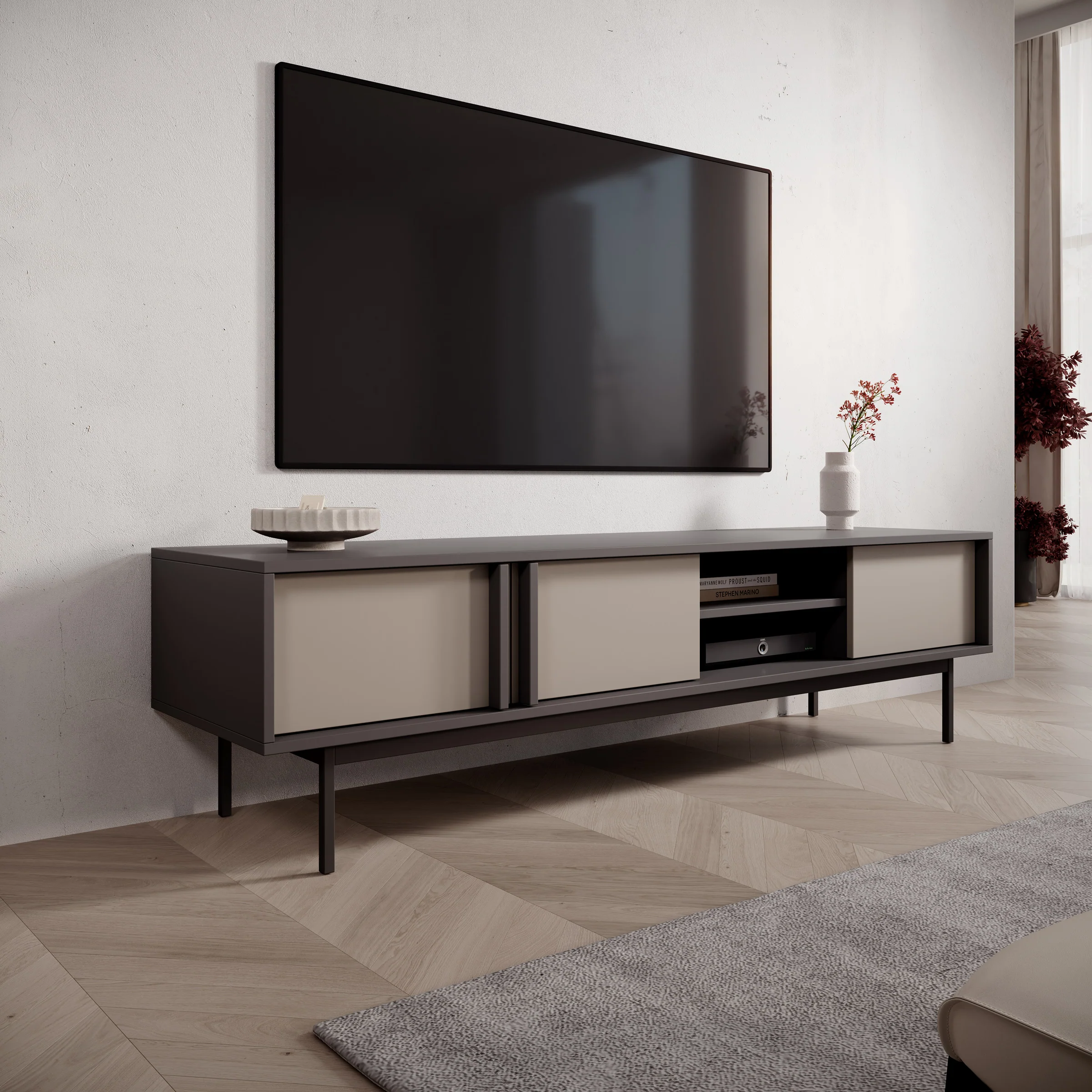 Antigo - TV-Meubel - Beige/Antraciet - 163x43x43 cm