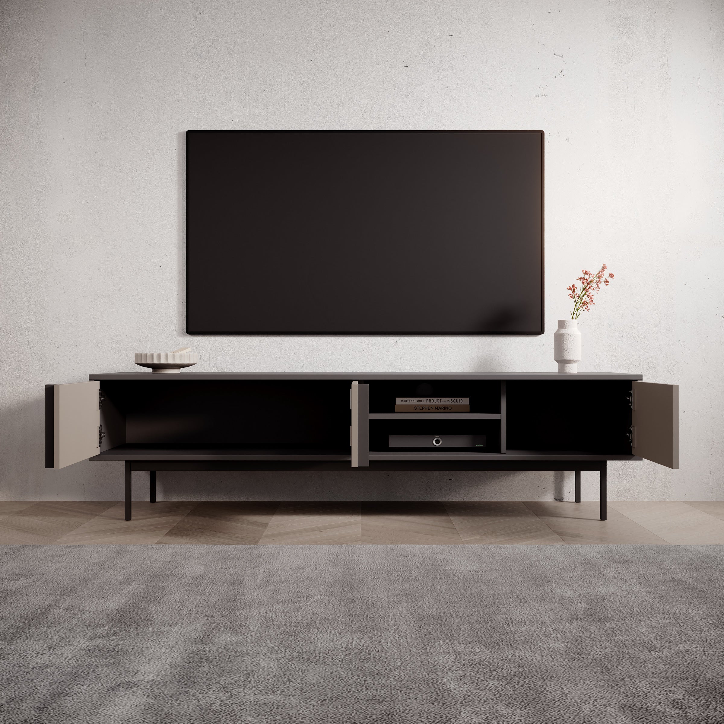 Antigo - TV-Meubel - Beige/Antraciet - 163x43x43 cm - Image 2