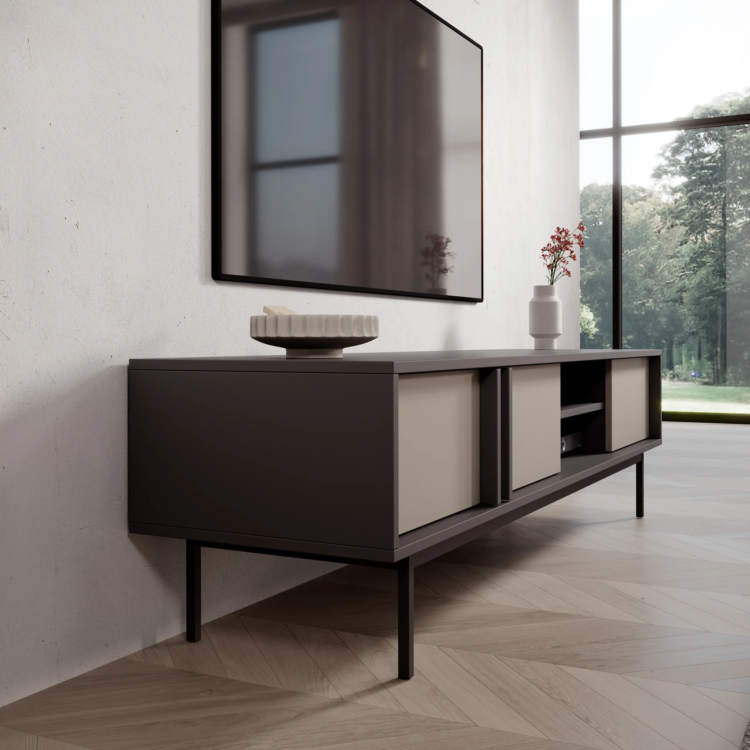 Antigo - TV-Meubel - Beige/Antraciet - 163x43x43 cm - Image 4