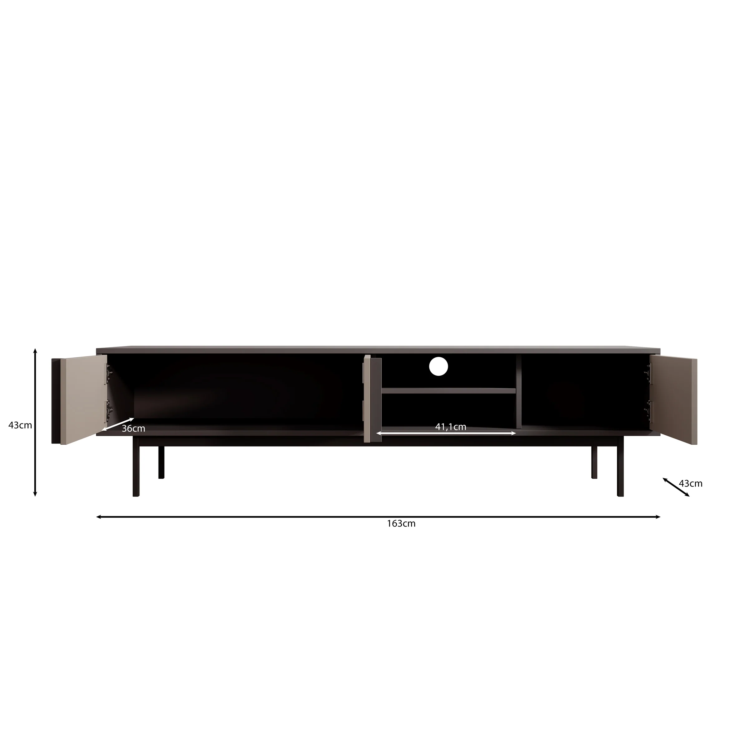 Antigo - TV-Meubel - Eiken/Antraciet - 163x43x43 cm - Image 6