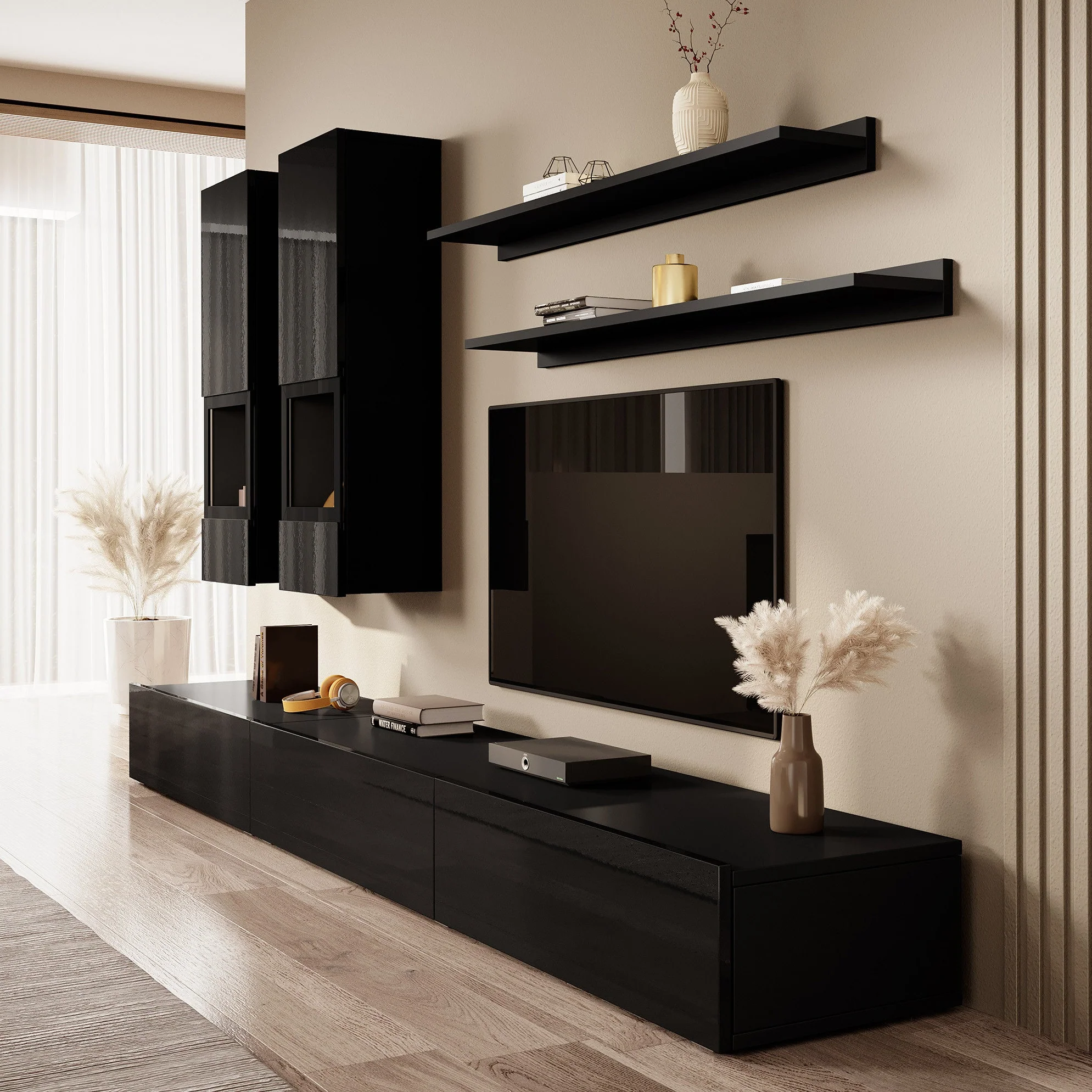 Antrix - Wandmeubel - Zwart - 270x41x26 cm - Image 4