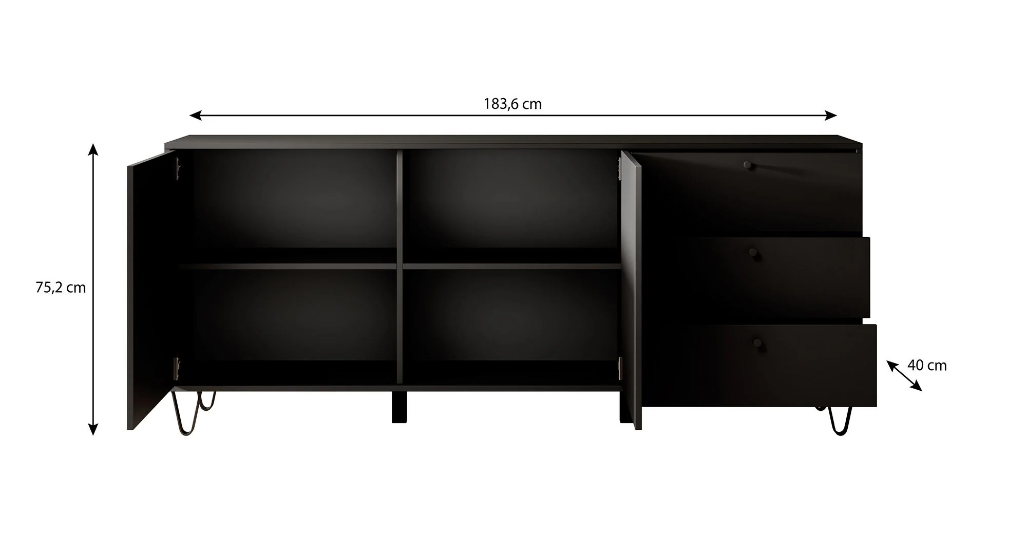 Apula - Dressoir - Antraciet - 184x40x75 cm - Image 5