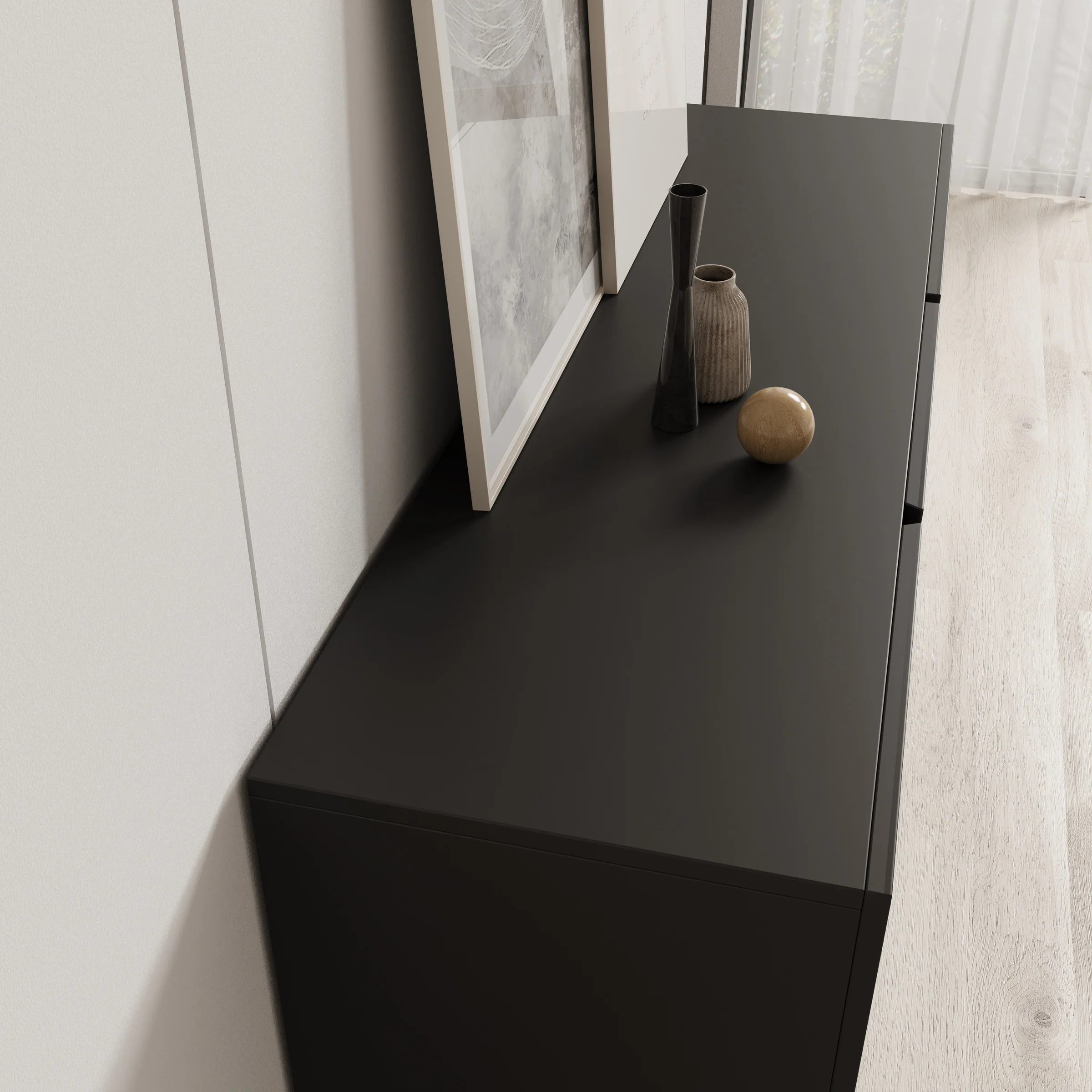 Aroji - Dressoir - Zwart - 138x40x78 cm - Image 5