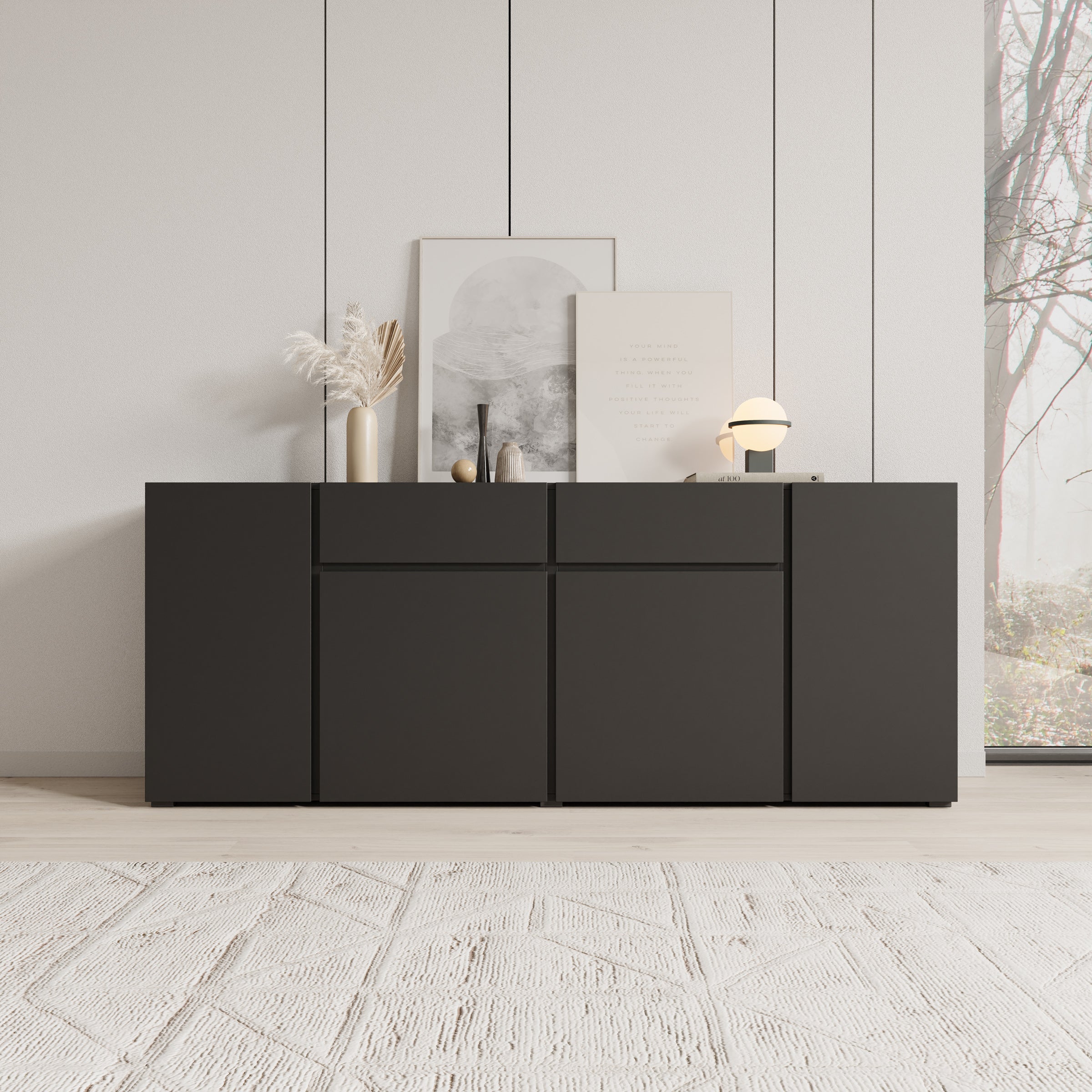 Aroji - Dressoir - Zwart - 195x40x78 cm - Image 3