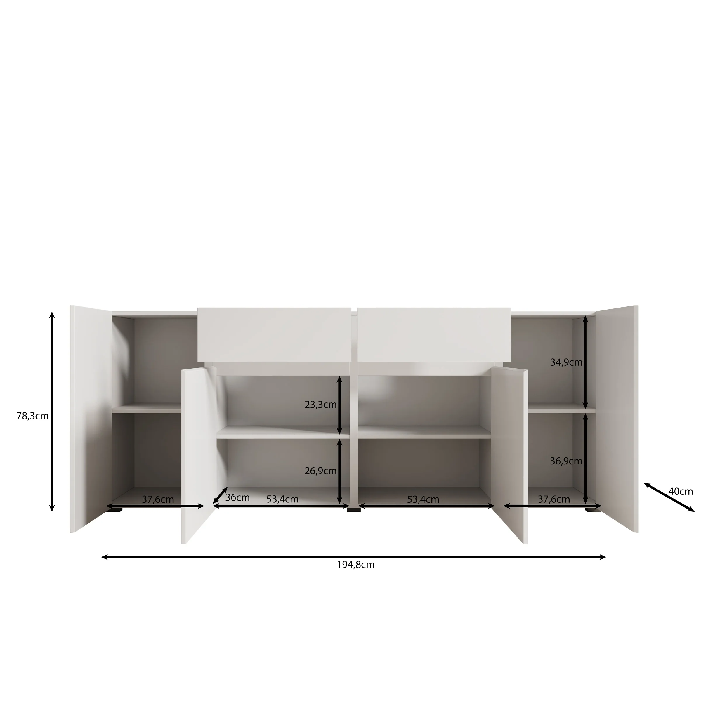 Aroji - Dressoir - Zwart - 195x40x78 cm - Image 6