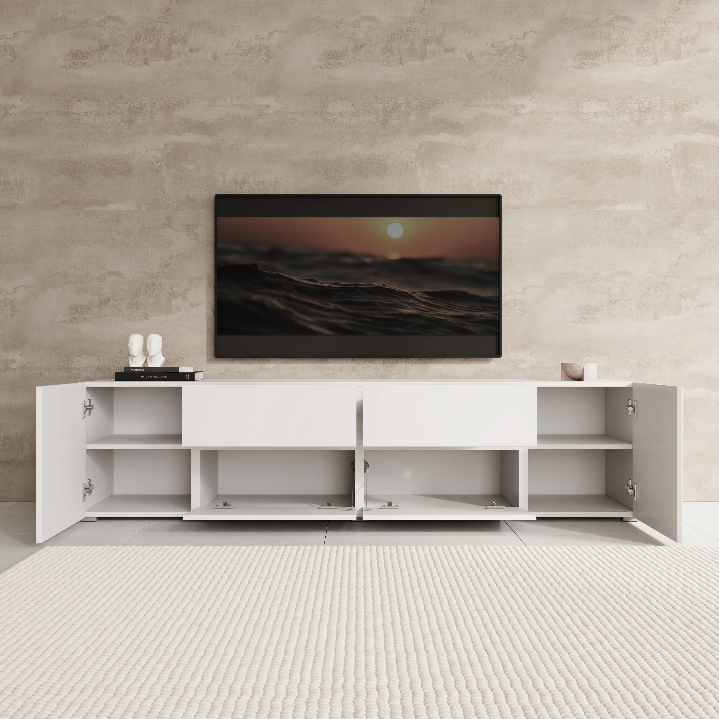 Aroji - TV-Meubel - Wit - 195x40x48 cm - Image 2