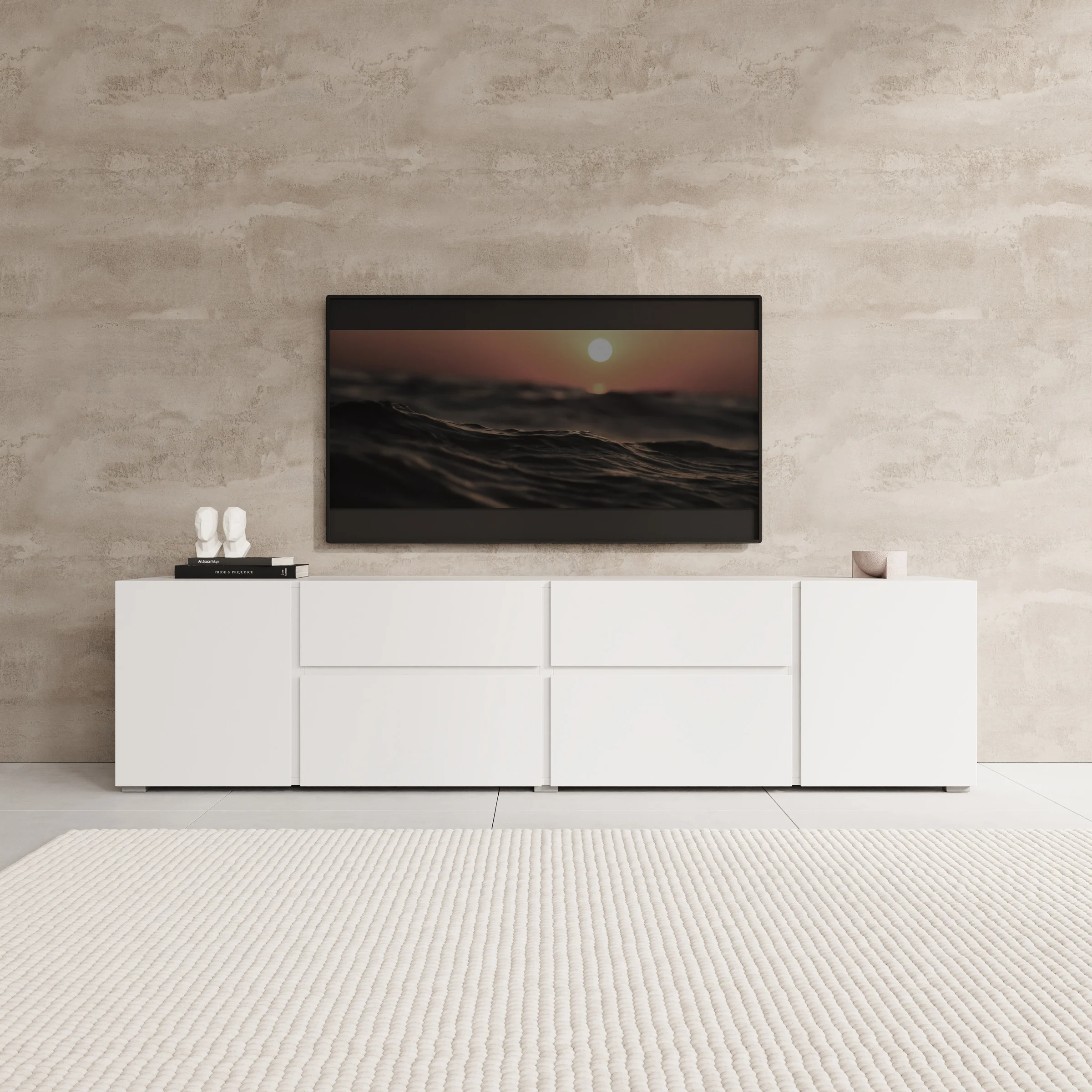Aroji - TV-Meubel - Wit - 195x40x48 cm - Image 3