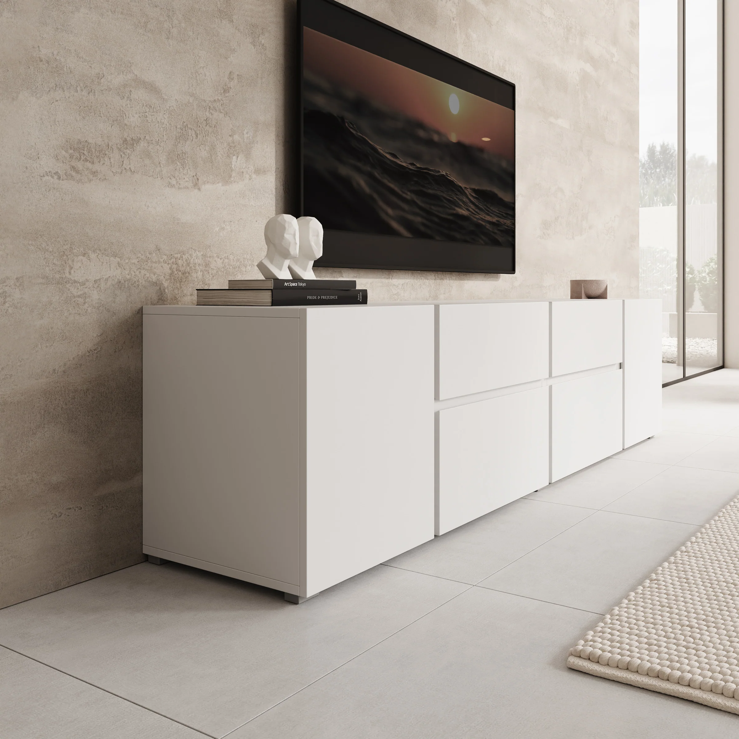 Aroji - TV-Meubel - Wit - 195x40x48 cm - Image 4
