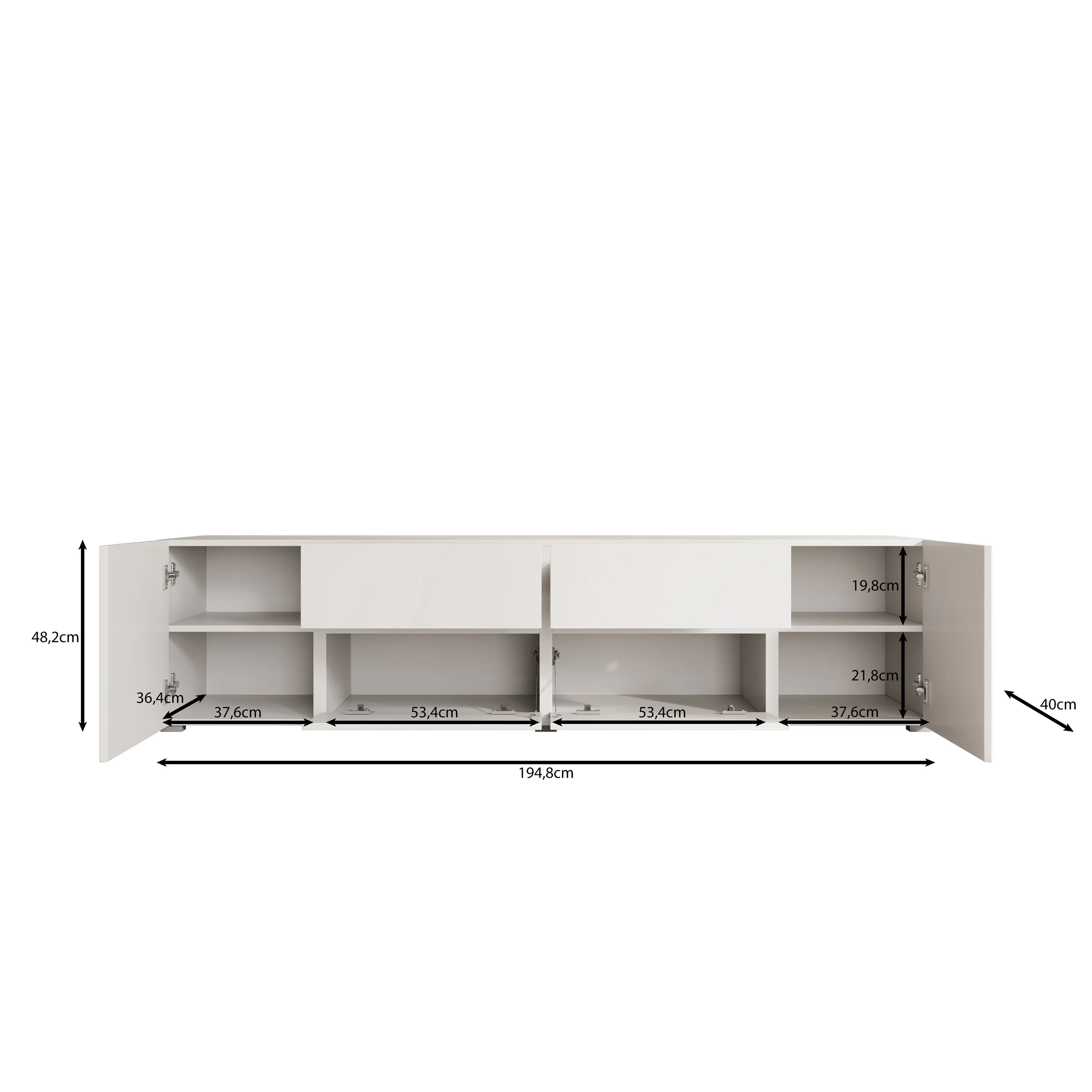 Aroji - TV-Meubel - Zwart - 195x40x48 cm - Image 6