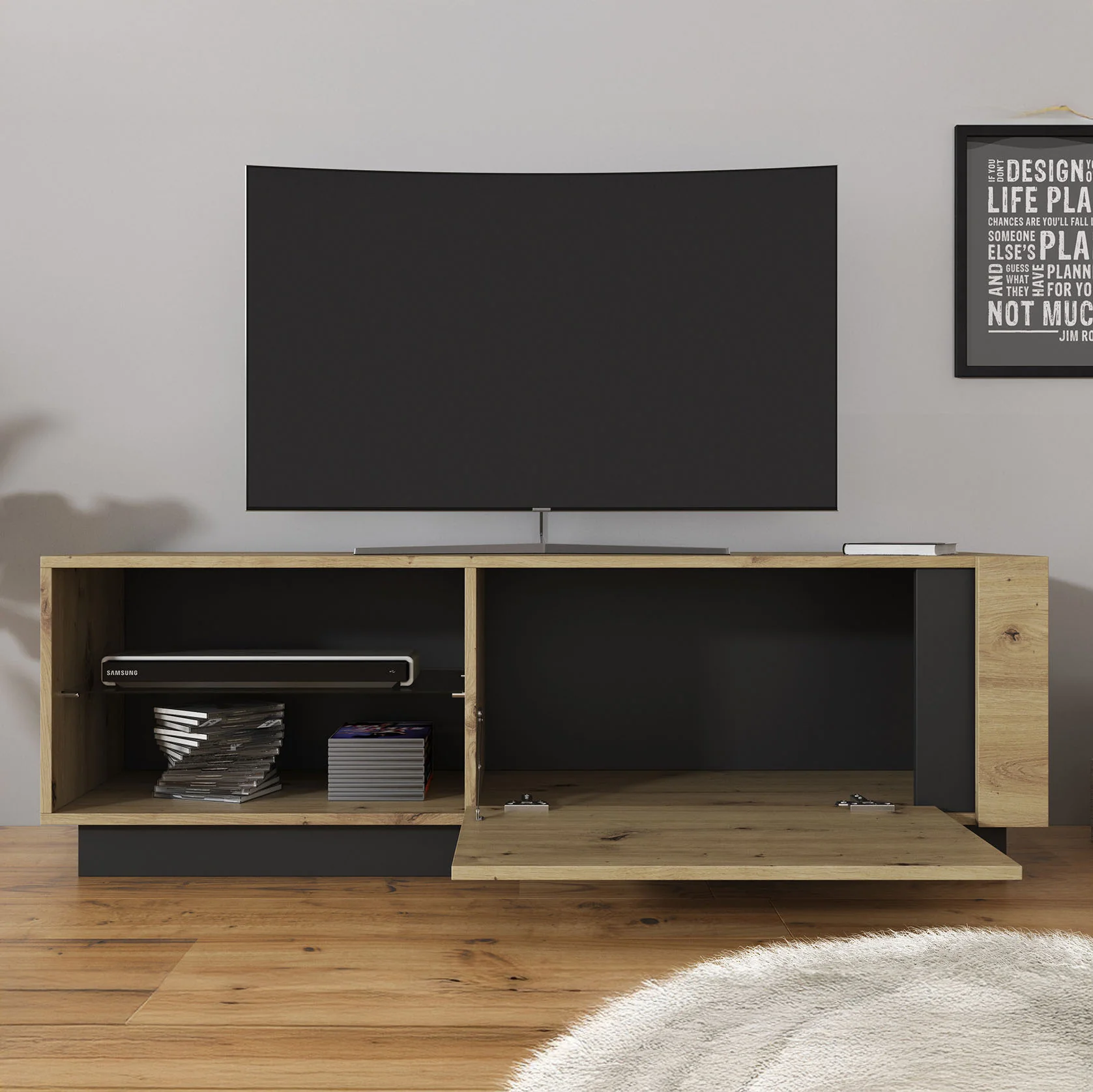 Ashley - TV-Meubel - Eiken/grijs - 138 cm - Image 2
