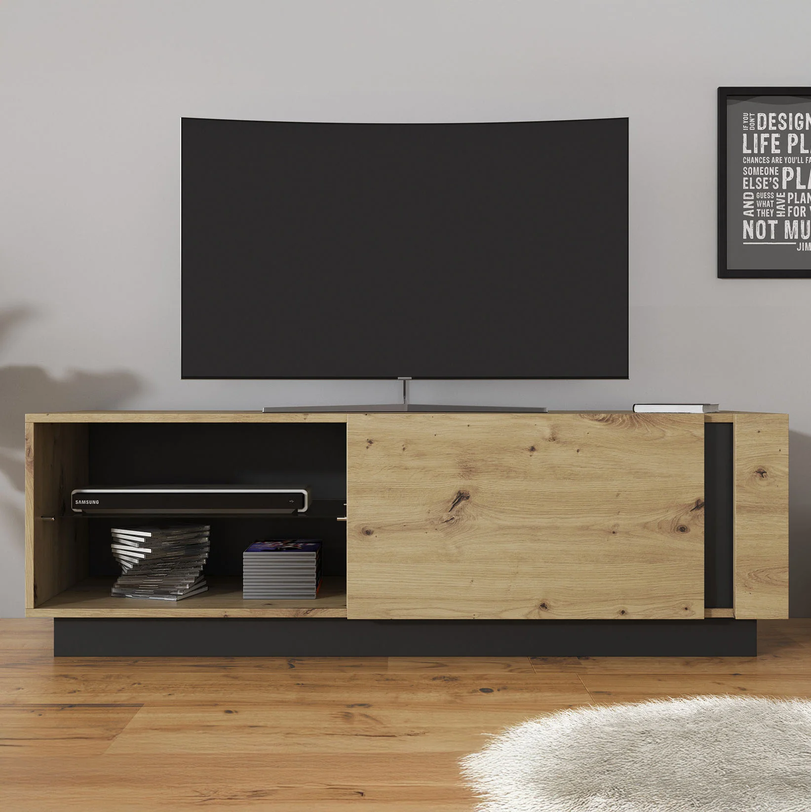 Ashley - TV-Meubel - Eiken/grijs - 138 cm - Image 3