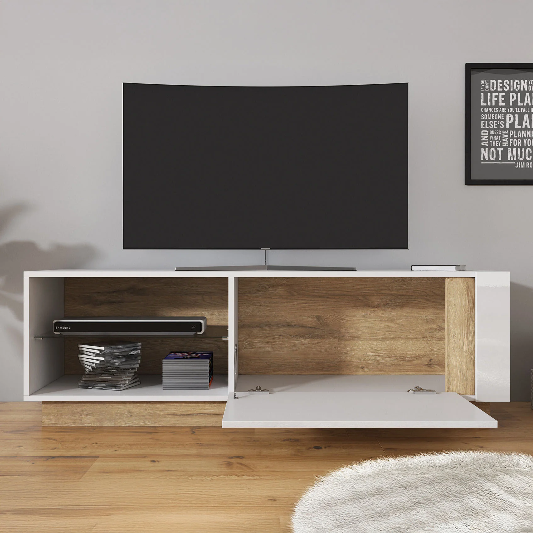 Ashley - TV-Meubel - Wit/eiken - 138 cm - Image 2