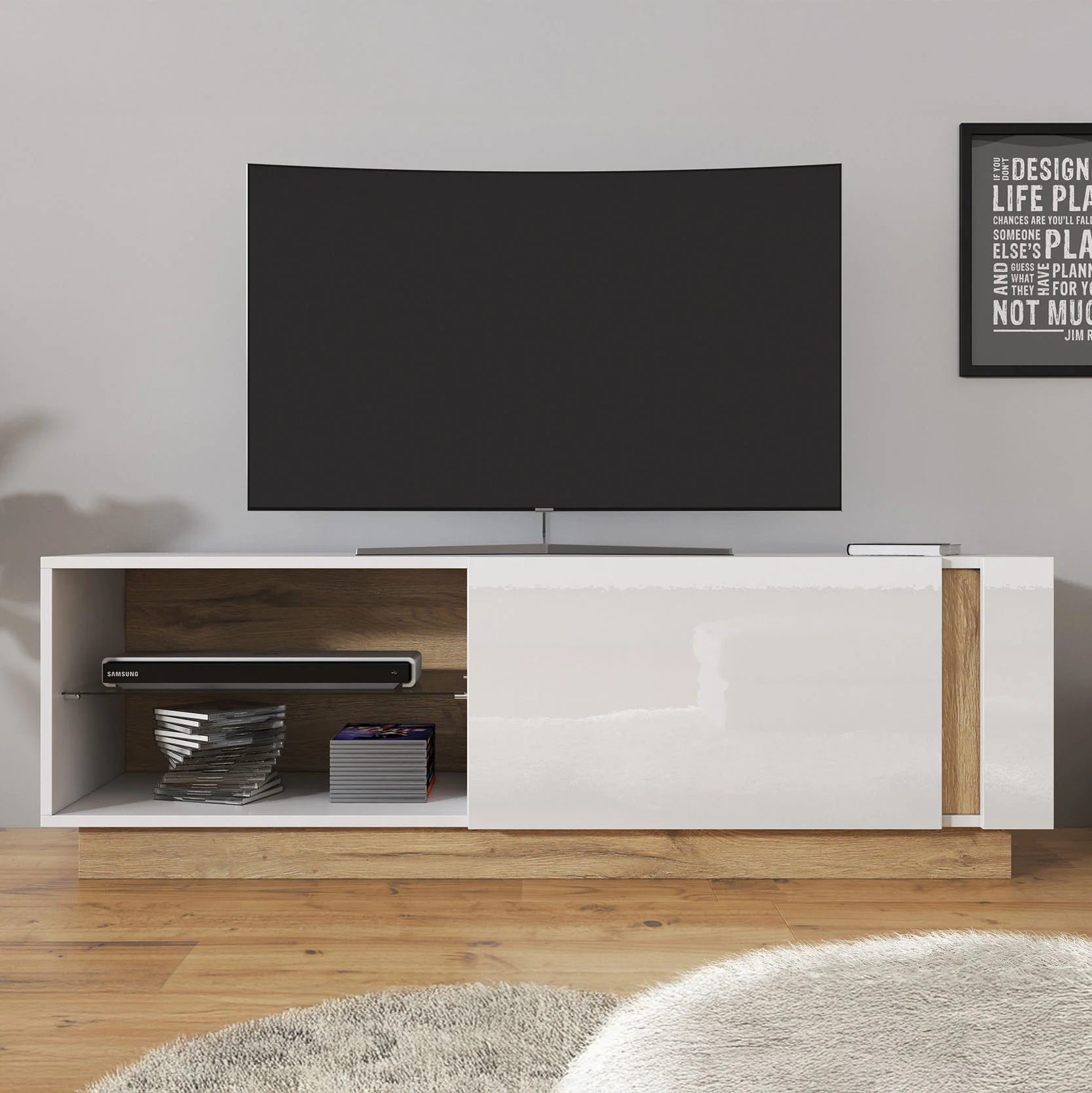 Ashley - TV-Meubel - Wit/eiken - 138 cm - Image 3