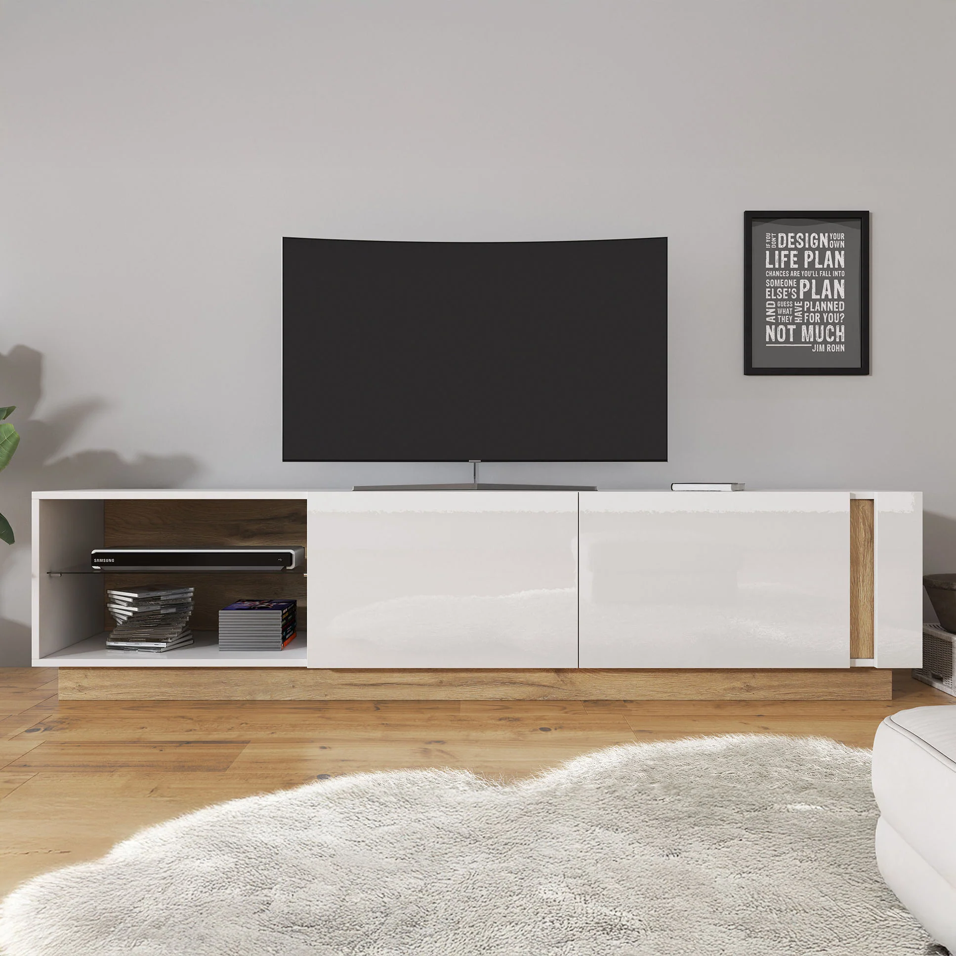 Ashley - TV-Meubel - Wit/eiken - 187 cm - Image 3