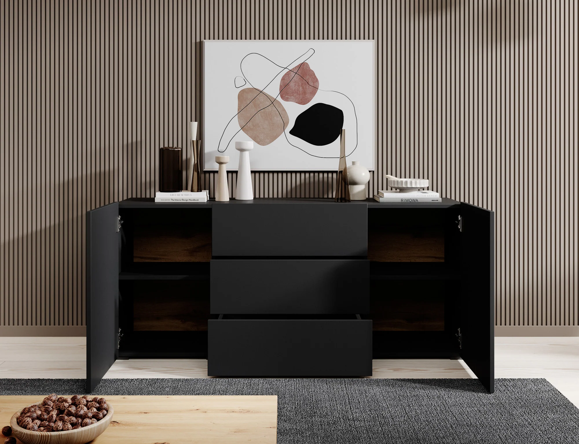 Asilento - Dressoir - Zwart - 140x35x60 cm - Image 4