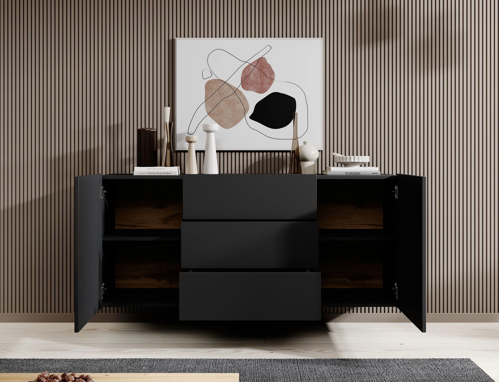 Asilento - Dressoir - Zwart - 140x35x60 cm - Image 6