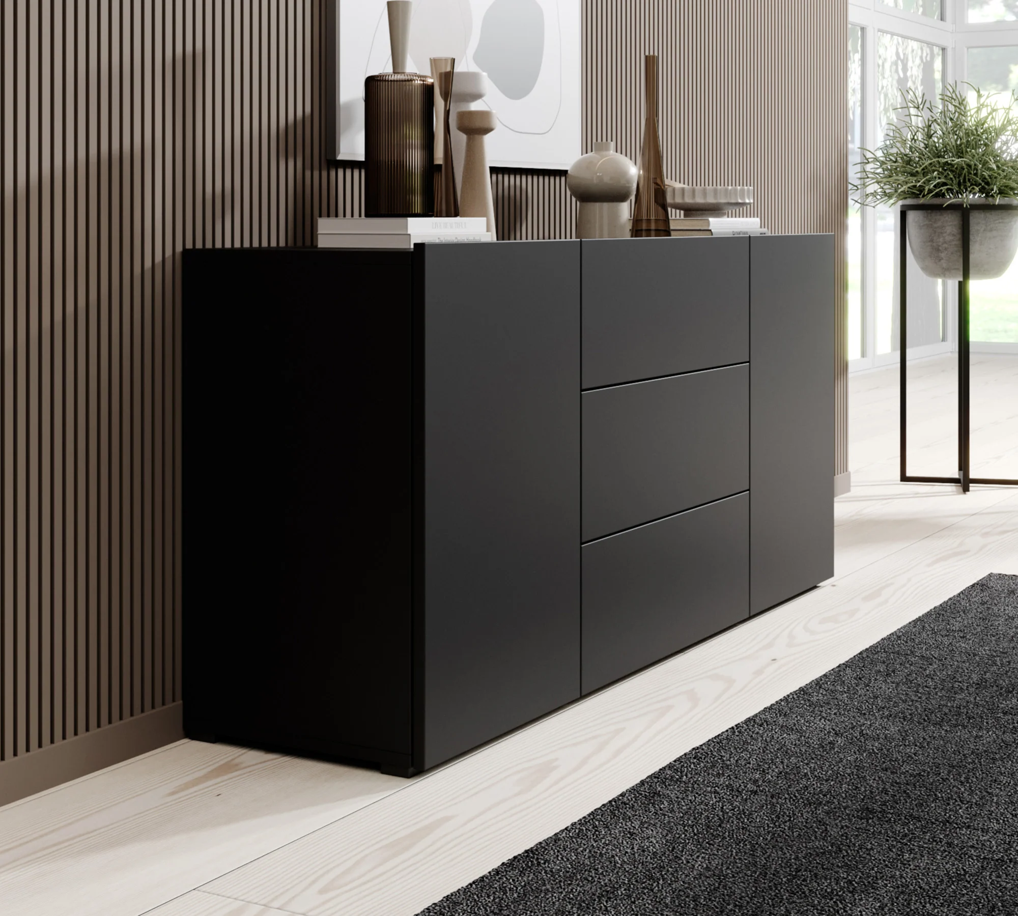 Asilento - Dressoir - Zwart - 140x35x60 cm - Image 7