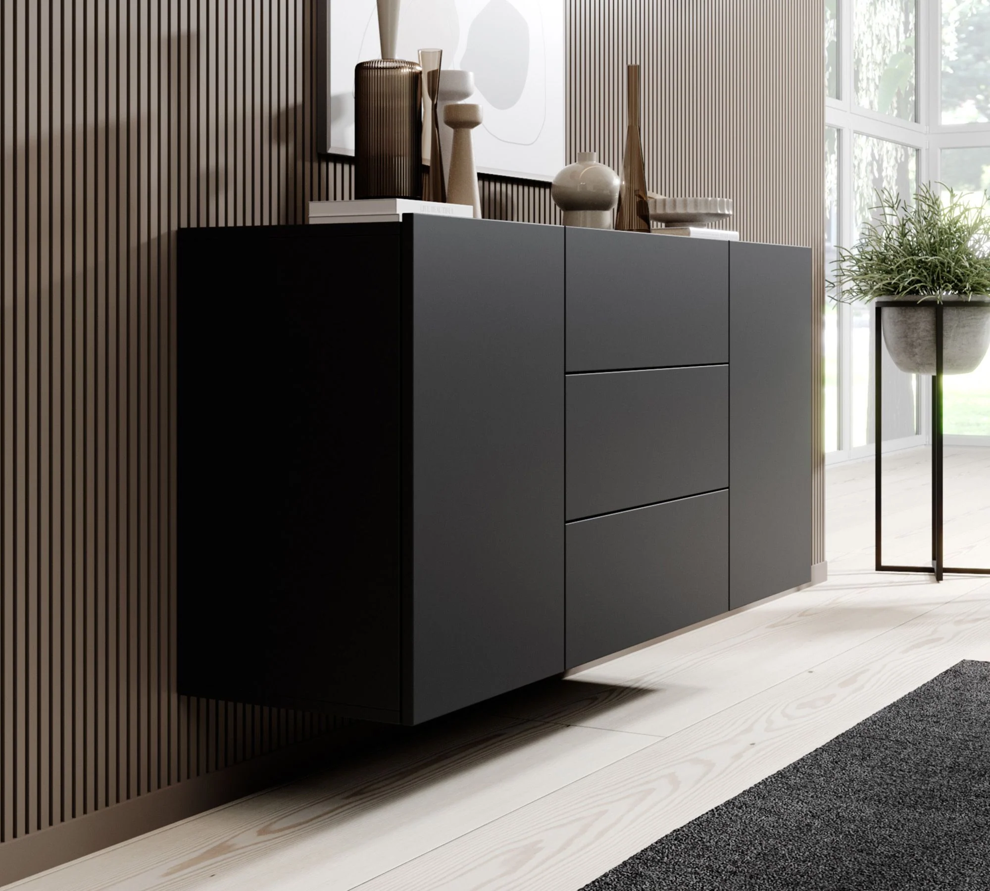 Asilento - Dressoir - Zwart - 140x35x60 cm - Image 8
