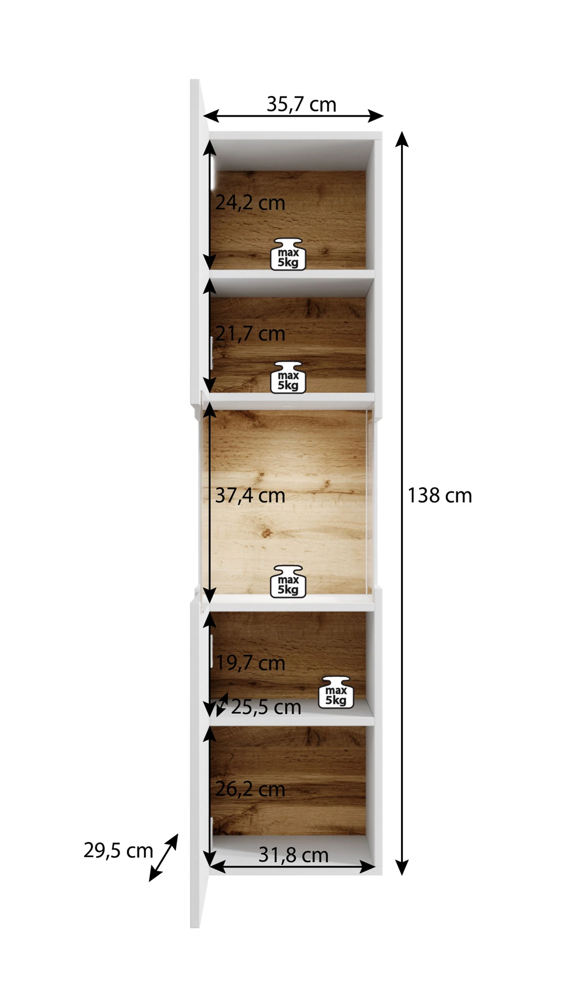 Asilento - Vitrinekast - Zwart - 36x30x138 cm - Image 9
