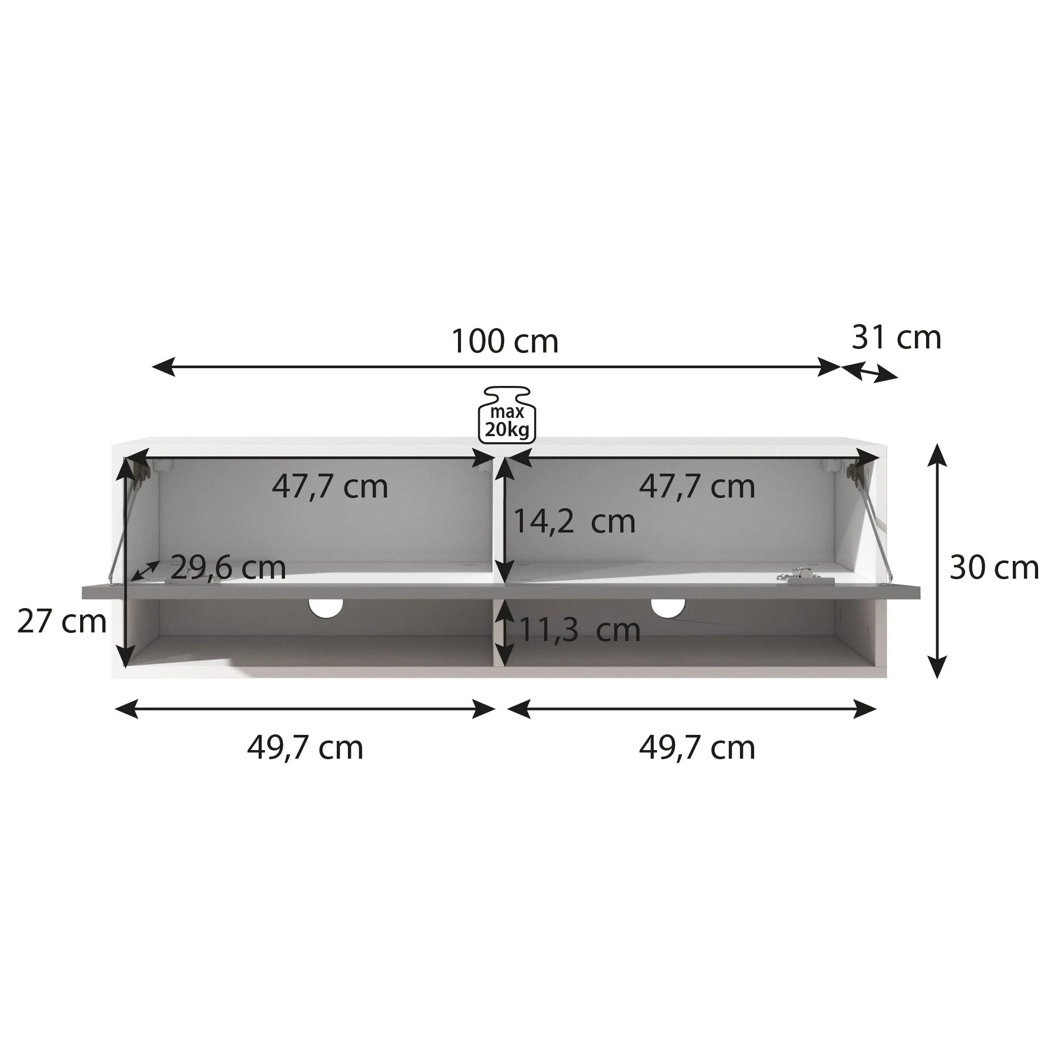 Asino - TV-Meubel  - Mat zwart - 100 cm - Image 6
