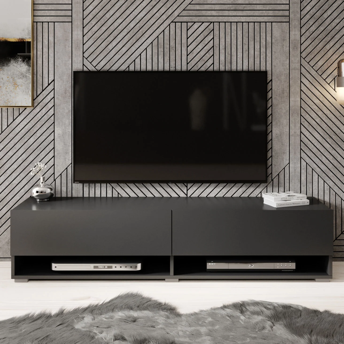 Asino - TV-Meubel  - Mat zwart - 140 cm - Image 4
