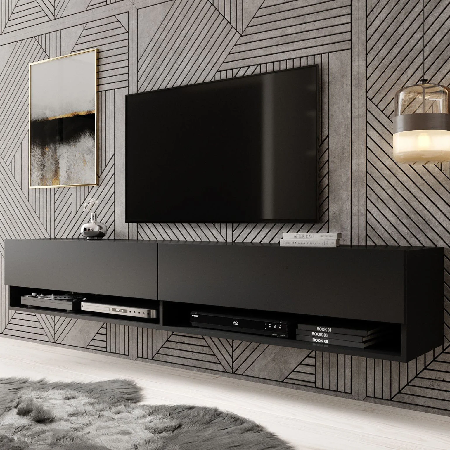 Asino - TV-Meubel - Mat zwart - 180 cm