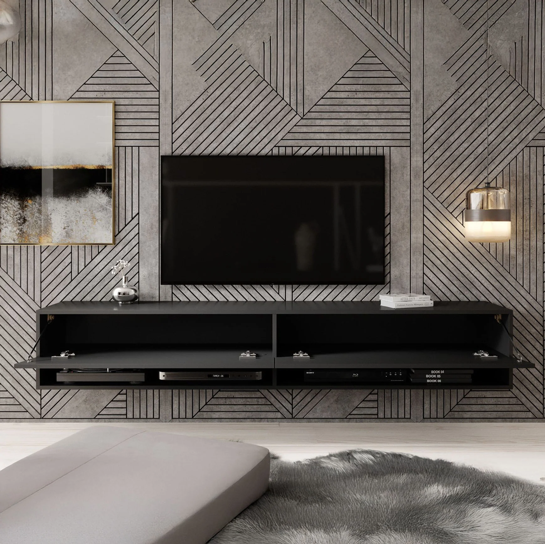 Asino - TV-Meubel - Mat zwart - 180 cm - Image 2