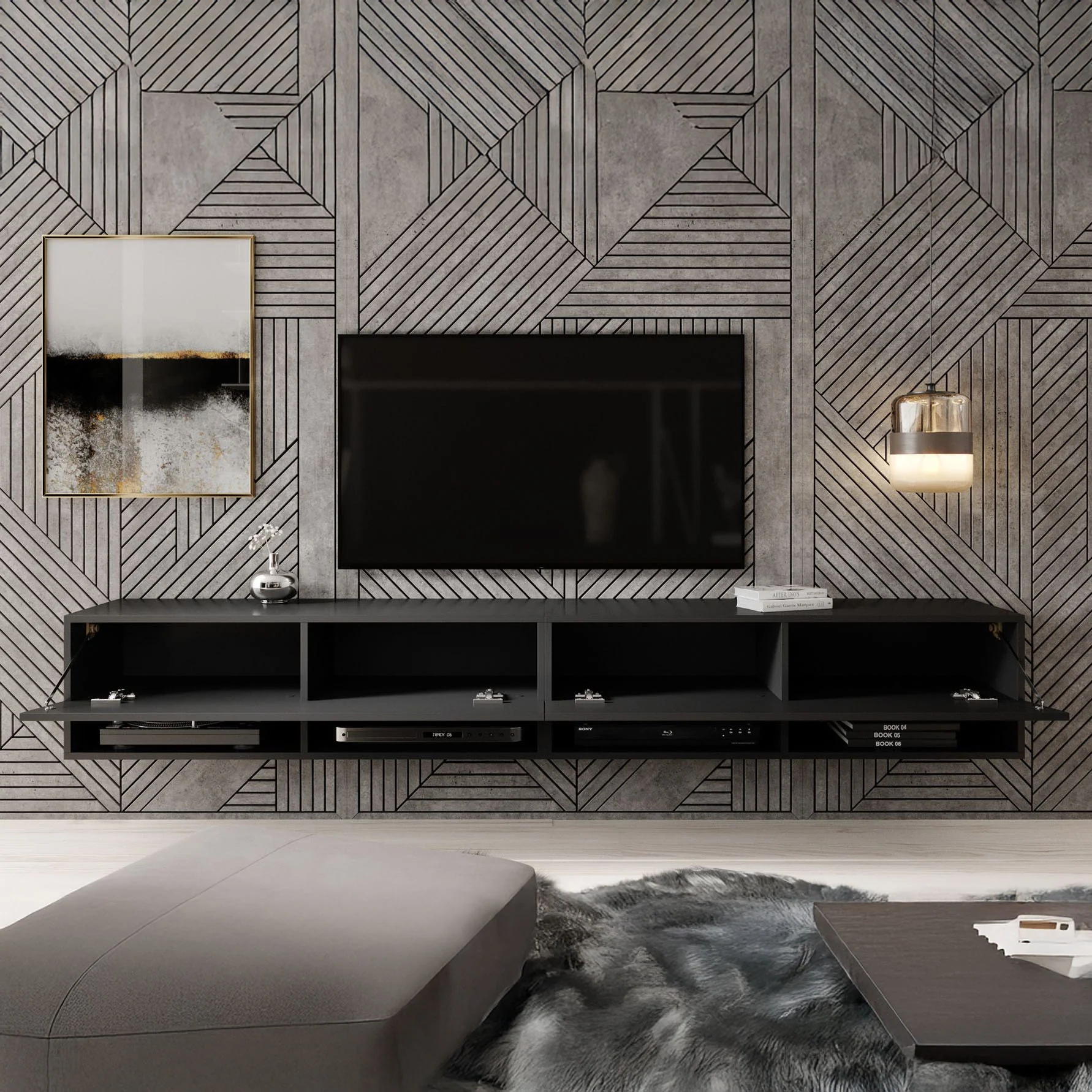 Asino - TV-Meubel  - Mat zwart - 200 cm - Image 2