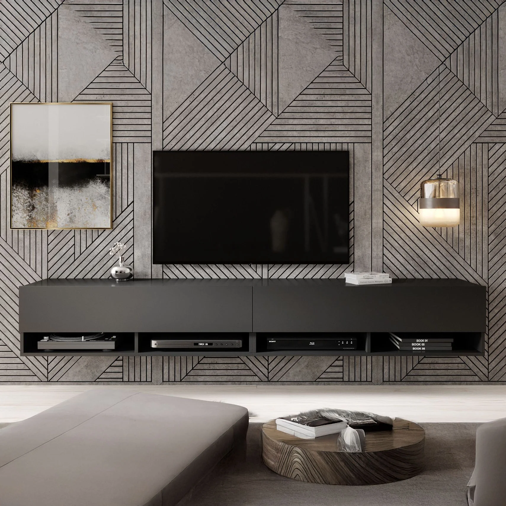 Asino - TV-Meubel  - Mat zwart - 200 cm - Image 3