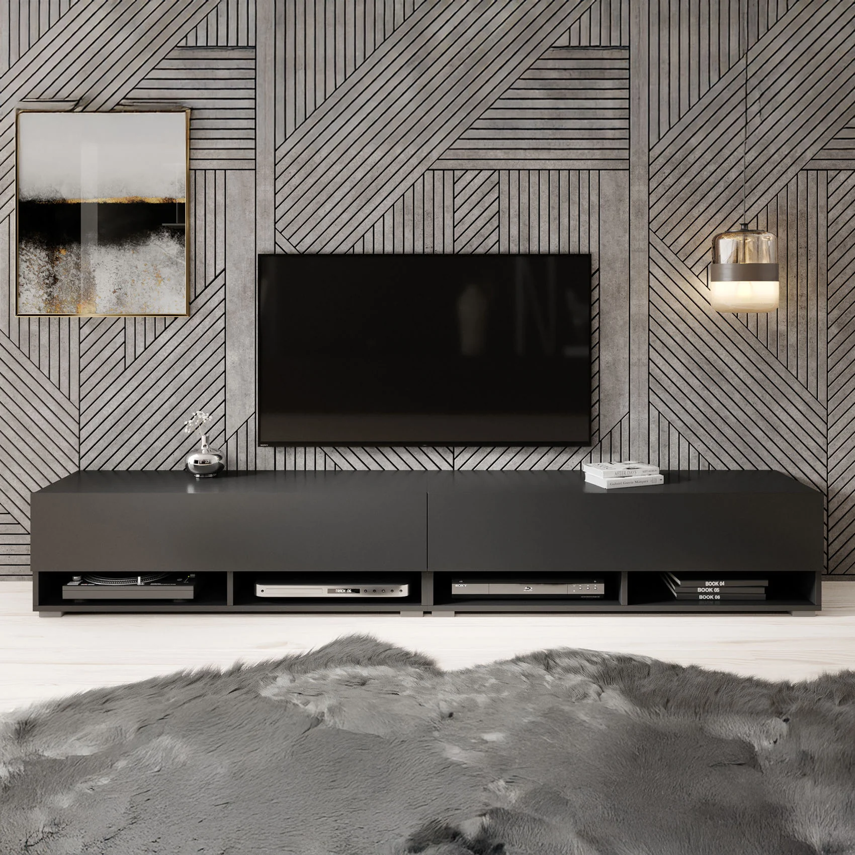 Asino - TV-Meubel  - Mat zwart - 200 cm - Image 4