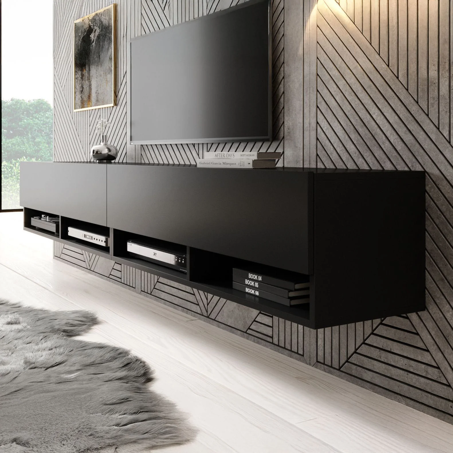 Asino - TV-Meubel  - Mat zwart - 200 cm - Image 5