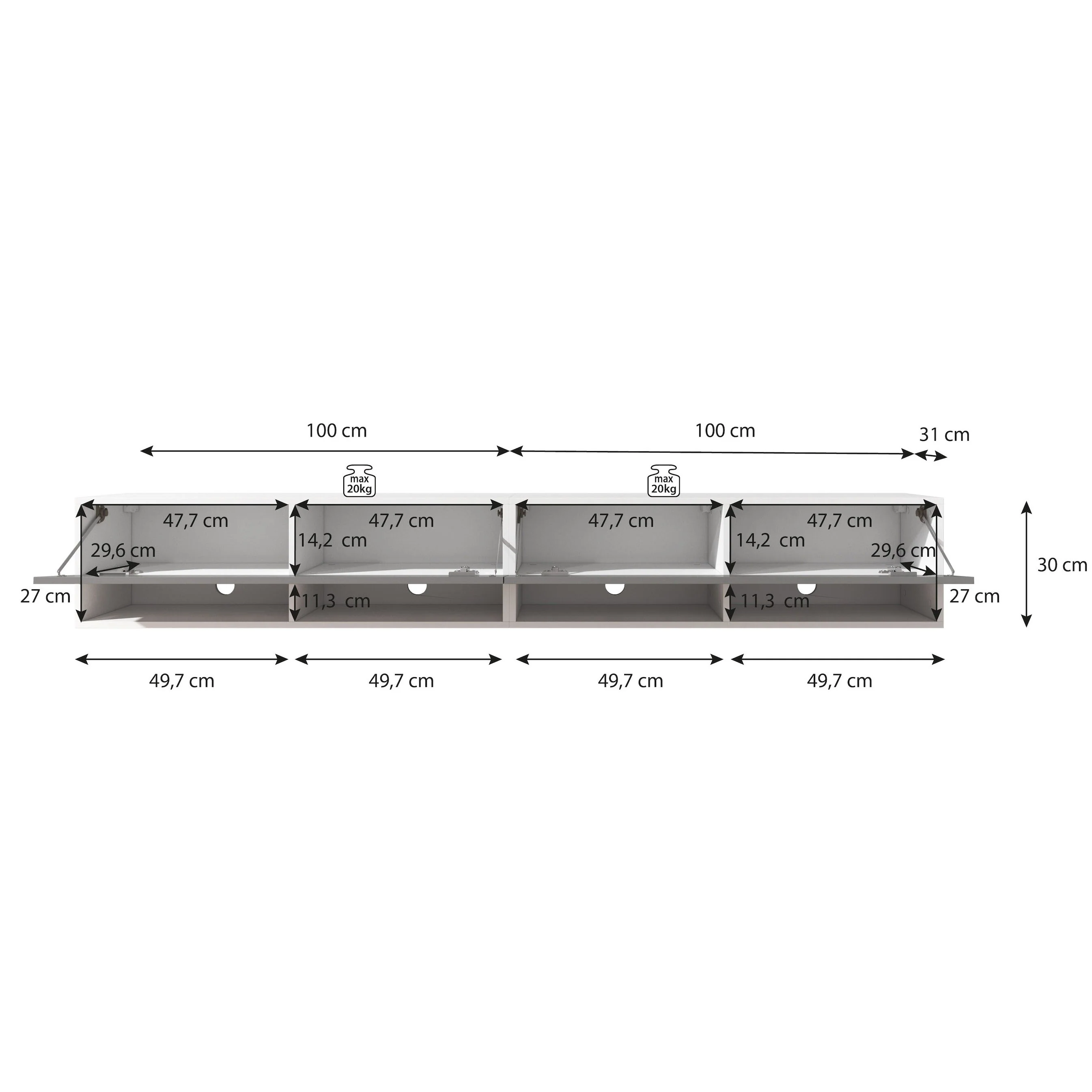 Asino - TV-Meubel  - Mat zwart - 200 cm - Image 6