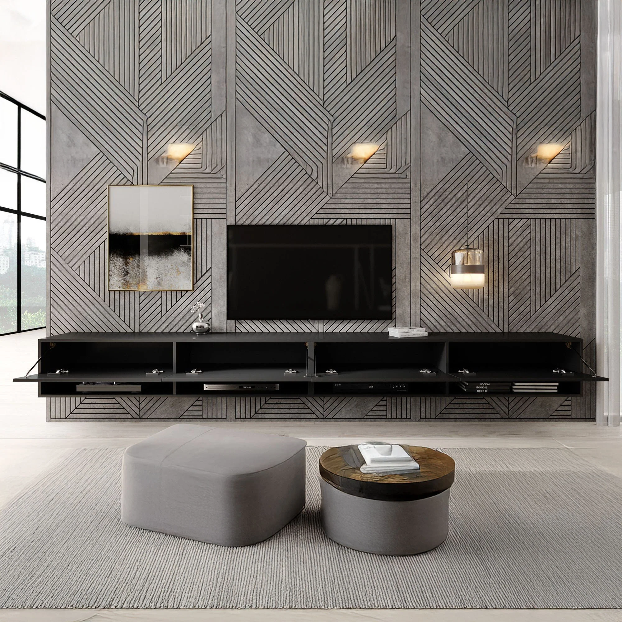 Asino - TV-Meubel  - Mat zwart - 280 cm - Image 2