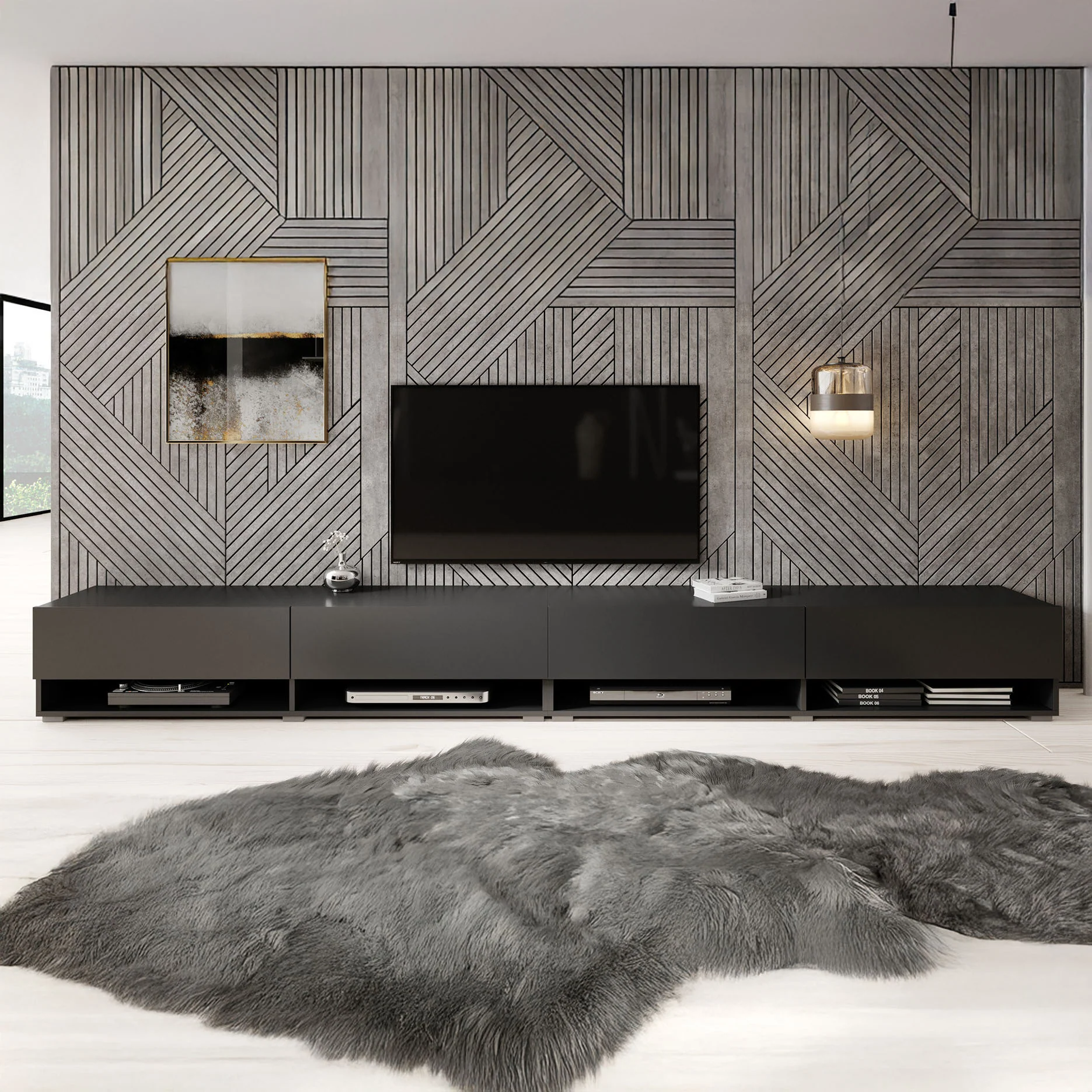 Asino - TV-Meubel  - Mat zwart - 280 cm - Image 3